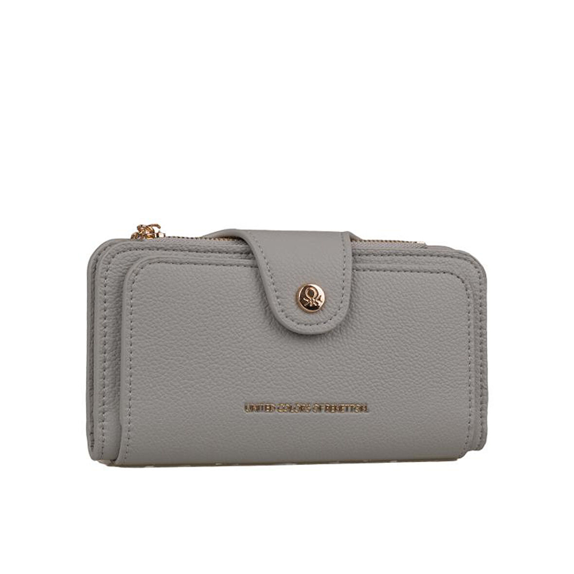 Benetton Gri Sofline Kadın Deri Geniş Cüzdan BNT 1443