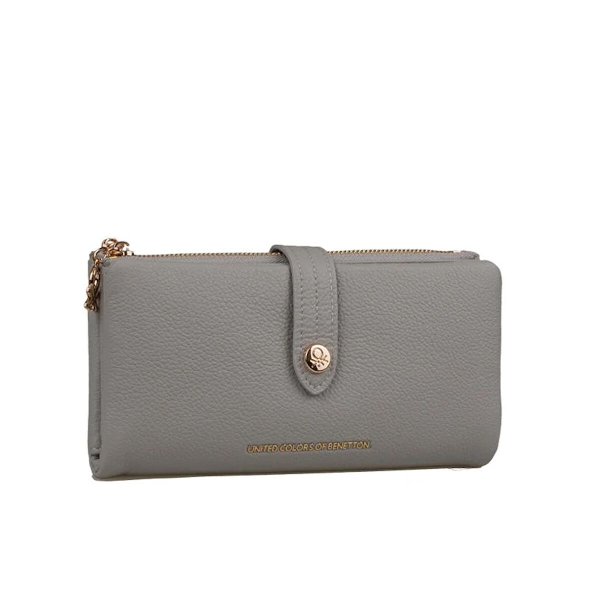 Benetton Gri Kadın Deri Yumuşak Geniş Cüzdan BNT 1241
