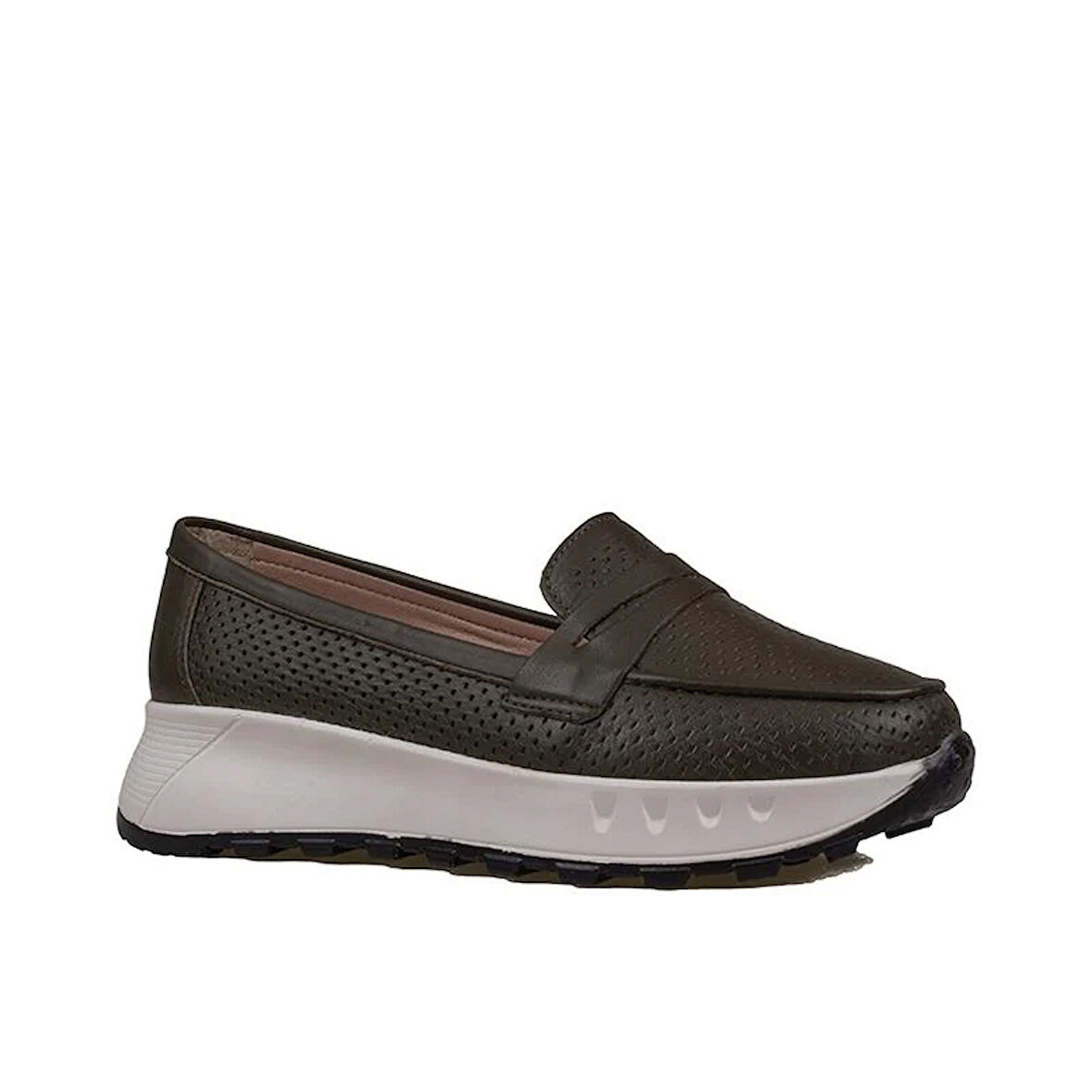 Trend Adımlar Yeşil Kadın Ortopedik Hakiki Deri Comfort Babet