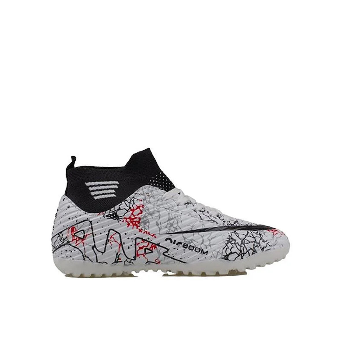 M2S Beyaz-Siyah Erkek Çocuk Boğazlı Halı Saha Ayakkabısı