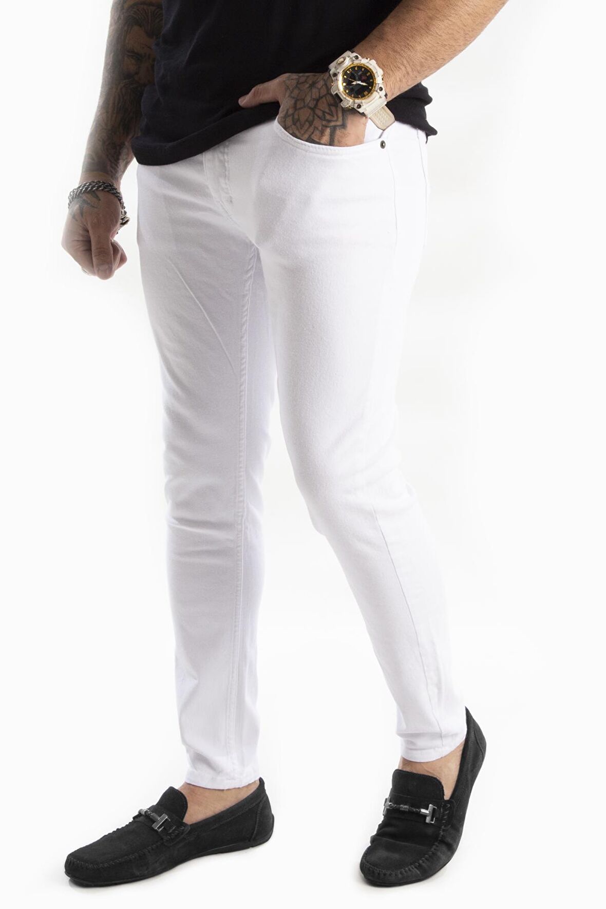 Beyaz Skinny Fit-Ultra Dar Kesim Erkek Kot Pantolon 2004157