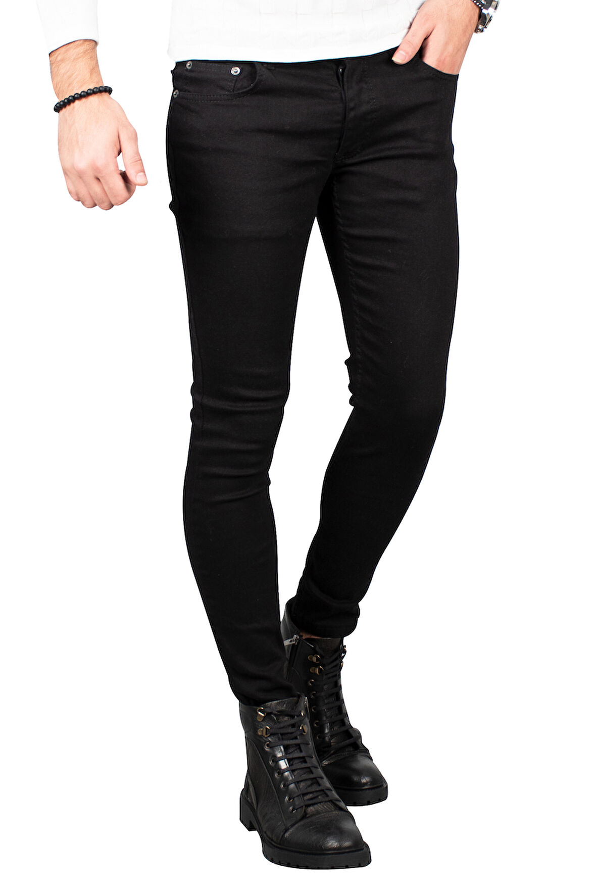 Siyah Skinny Fit-Ultra Dar Kesim Erkek Kot Pantolon 2004157