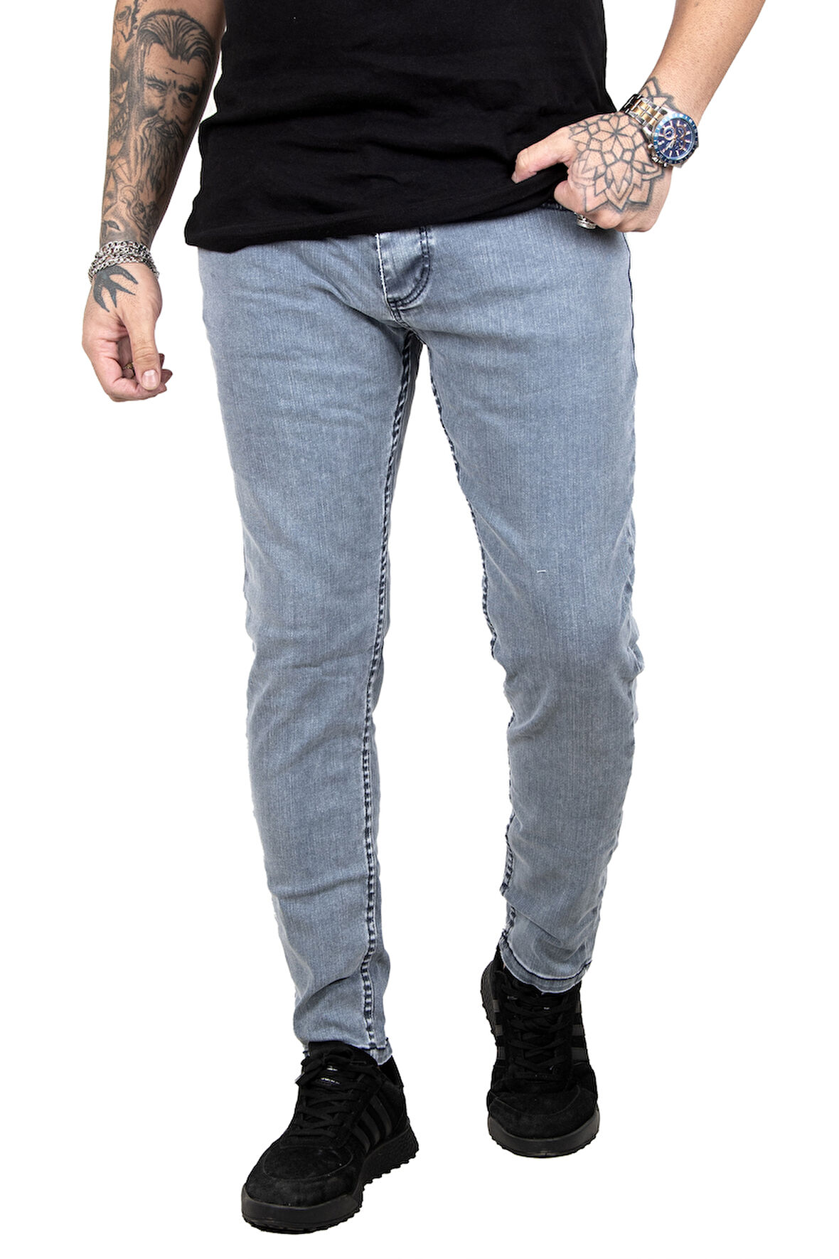 DeepSEA Gri Likralı Slim Fit Erkek Kot Pantolon 2305345