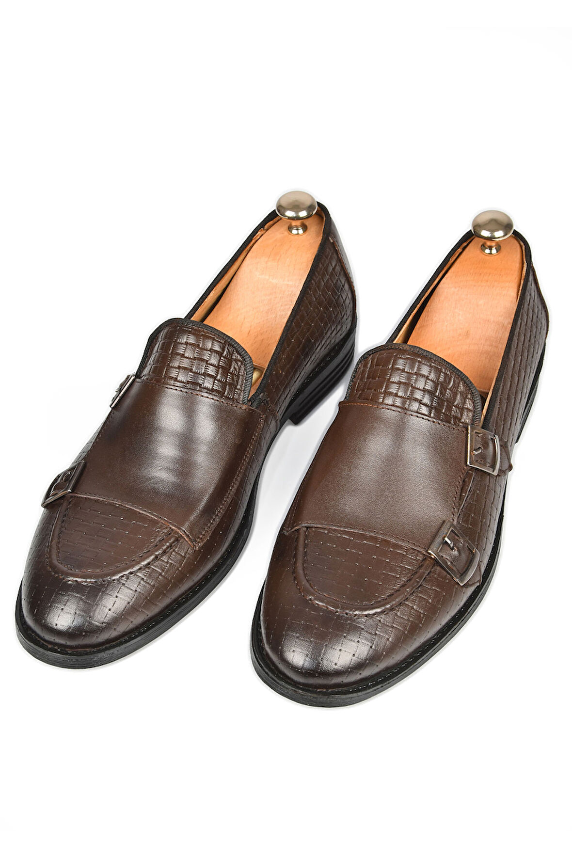 DeepSEA Erkek Kahve Desenli Çift Tokalı Neolit Taban Hakiki Deri Ayakkabı 2501001