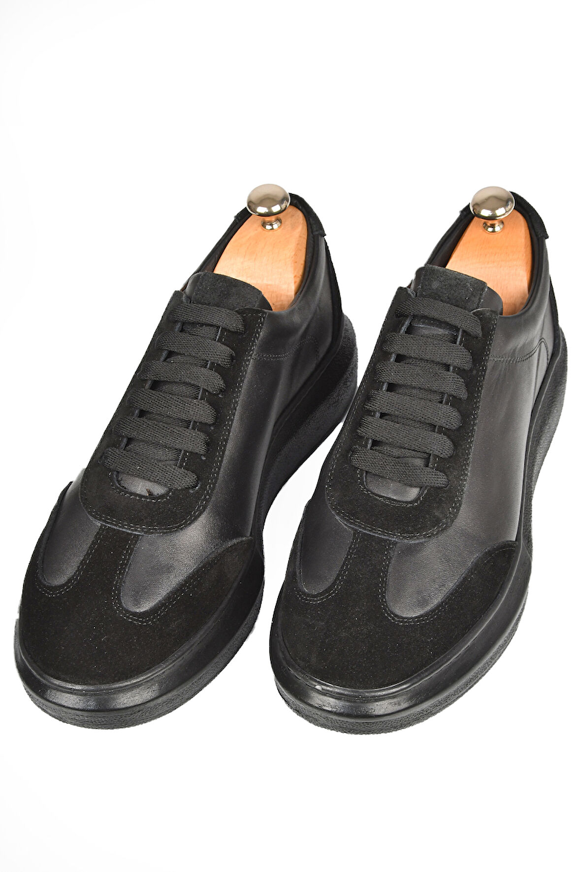 DeepSEA Erkek Siyah Hakiki Deri Ortopedik Taban Bağcıklı Spor Ayakkabı Loafer 2501006