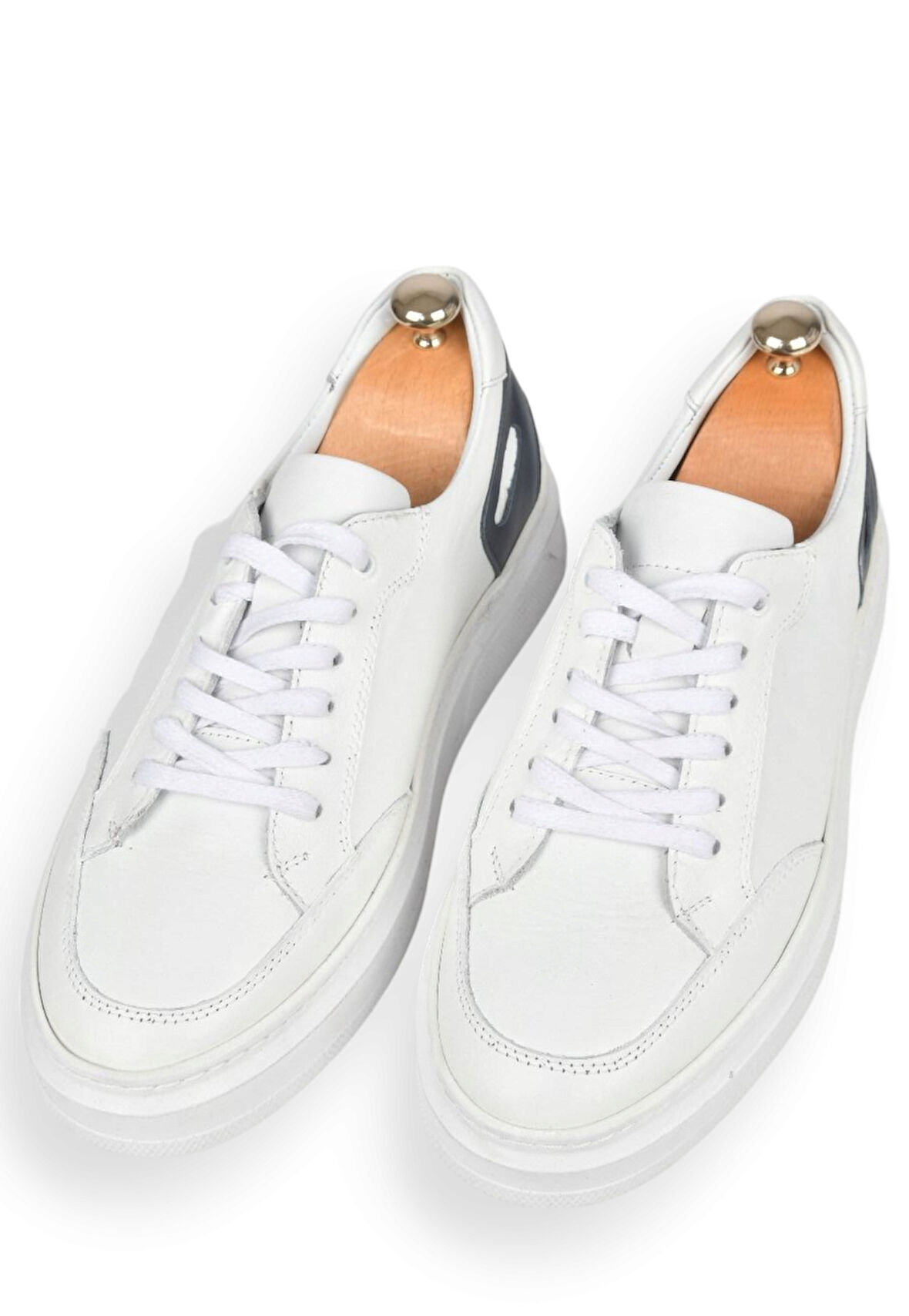 DeepSEA Erkek Beyaz Bağcıklı Ortopedik Yüksek Taban Orjinal Deri Spor Ayakkabı Sneaker 2509985