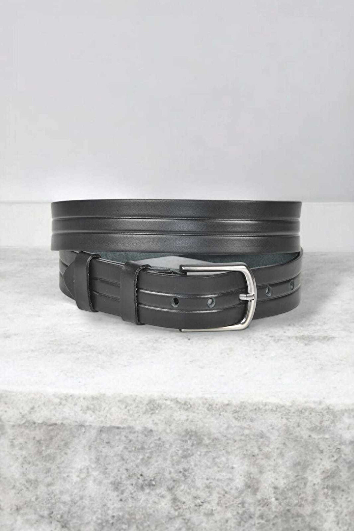 DeepSEA Erkek Siyah Hakiki Deri 4 cm Kot Kanvas  Kemeri Orjinal Deri Spor Kemer 2402622