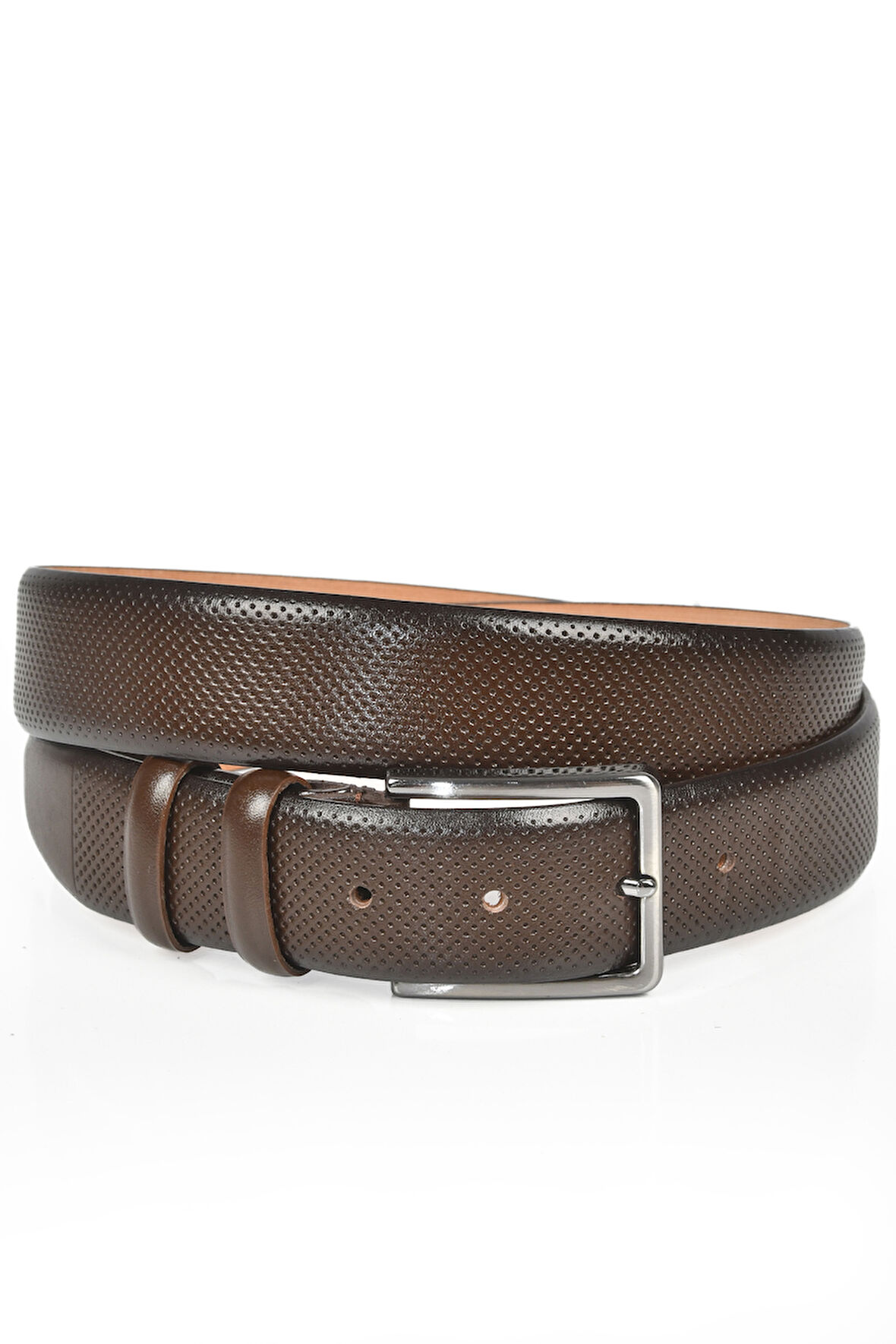 DeepSEA Kahve Erkek Nokta Desenli Deri Kemer 2104489