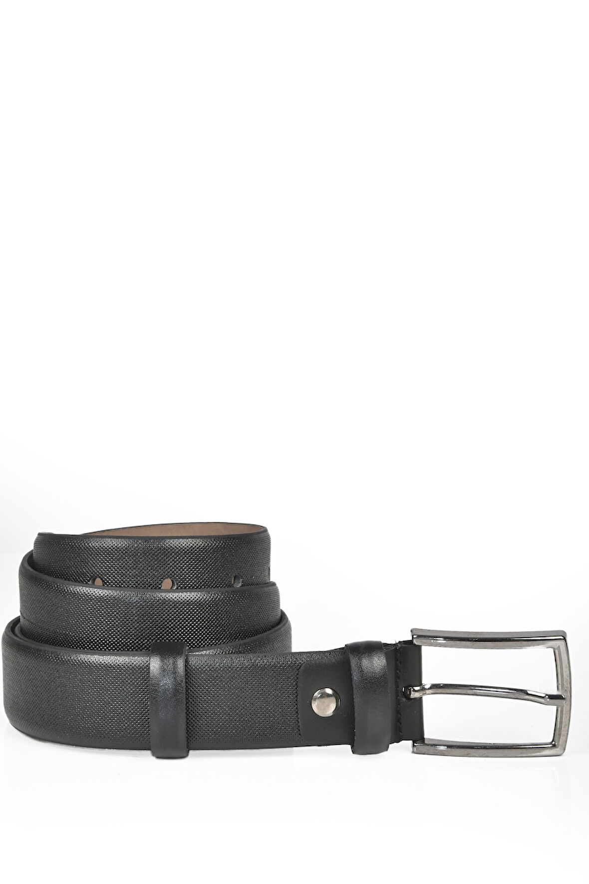 DeepSEA Erkek Siyah 3,5 cm Lazer İşlemeli Klasik Suni Deri Kemer 2402628