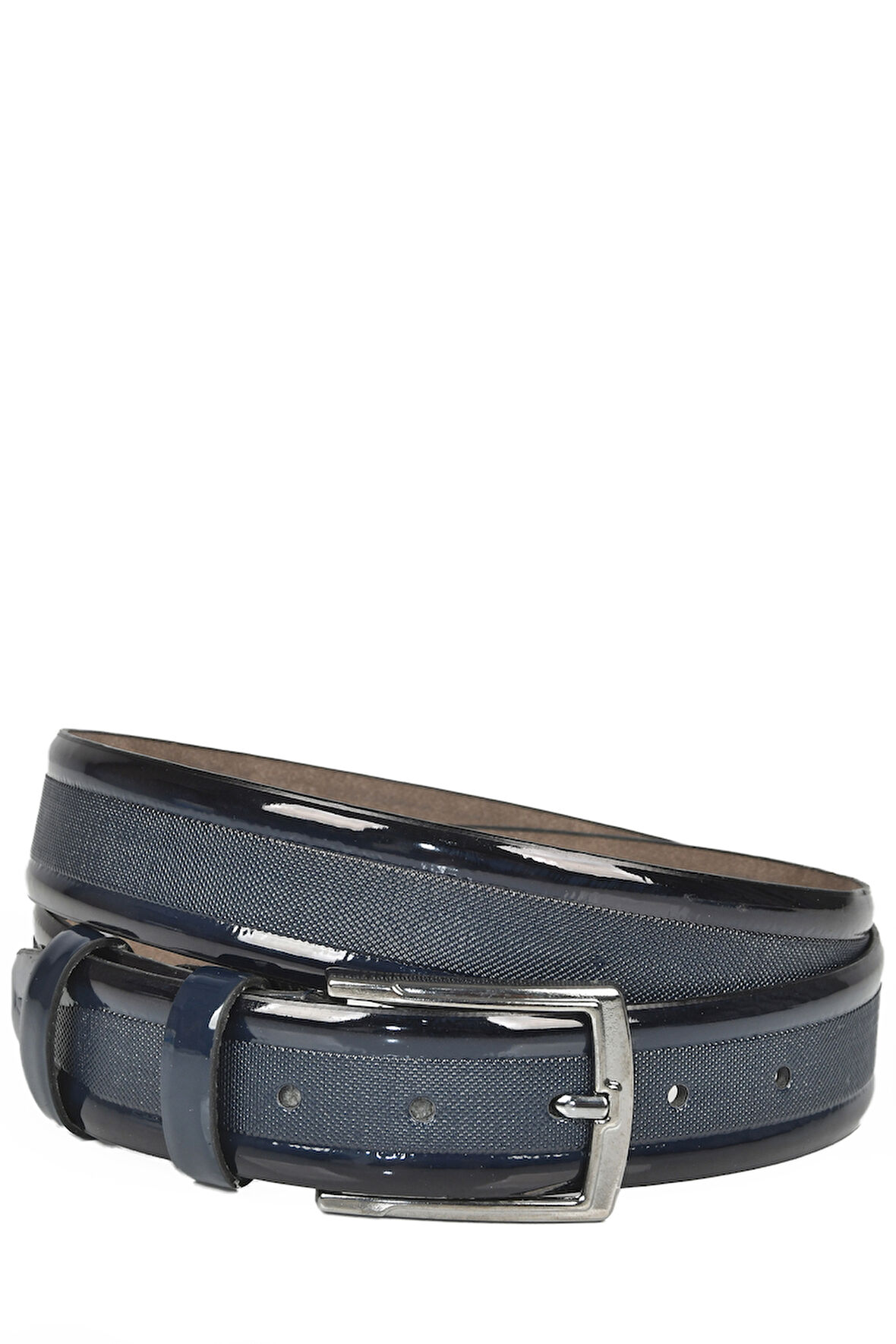 DeepSEA Erkek Lacivert 3,5 cm Lazer İşlemeli Rugan Klasik Suni Deri Kemer 2402629
