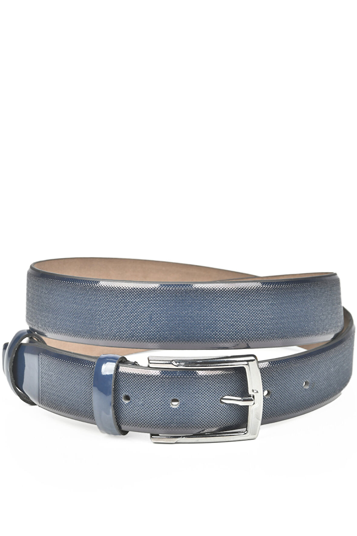 DeepSEA Lacivert Erkek Nokta Desenli Rugan Klasik Suni Deri Erkek Kemer 2104486