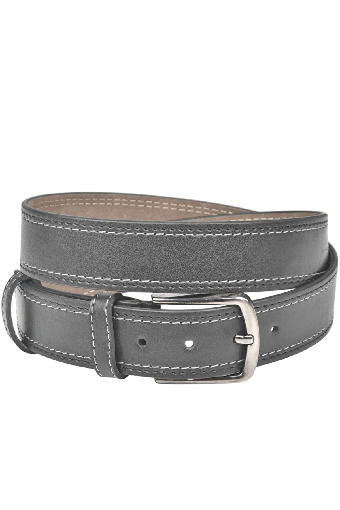 DeepSEA Erkek Siyah 4 cm Yanları Dikişli Suni Deri Kemer 2402641