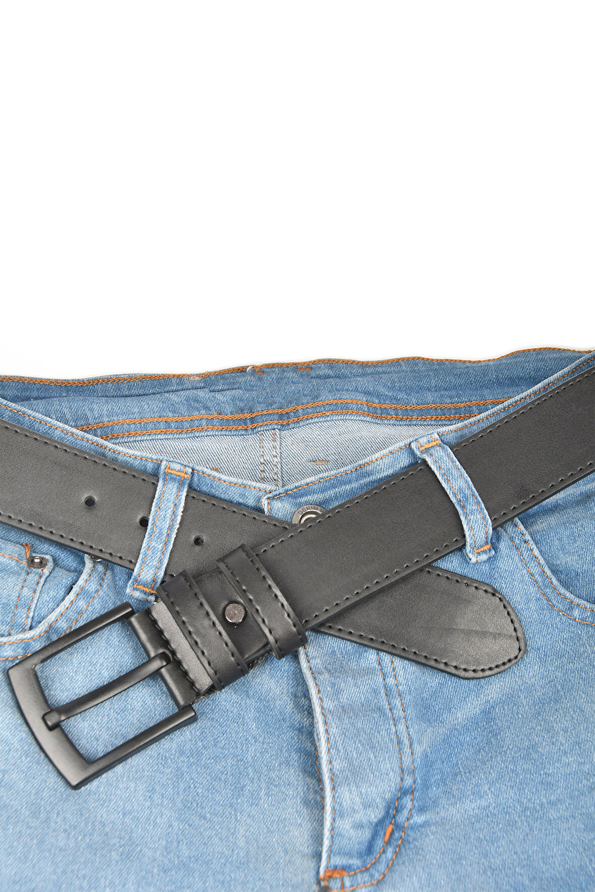 DeepSEA Erkek Siyah 4,5 cm Eninde Siyah Tokalı Suni Deri Kot Kemeri 2402647