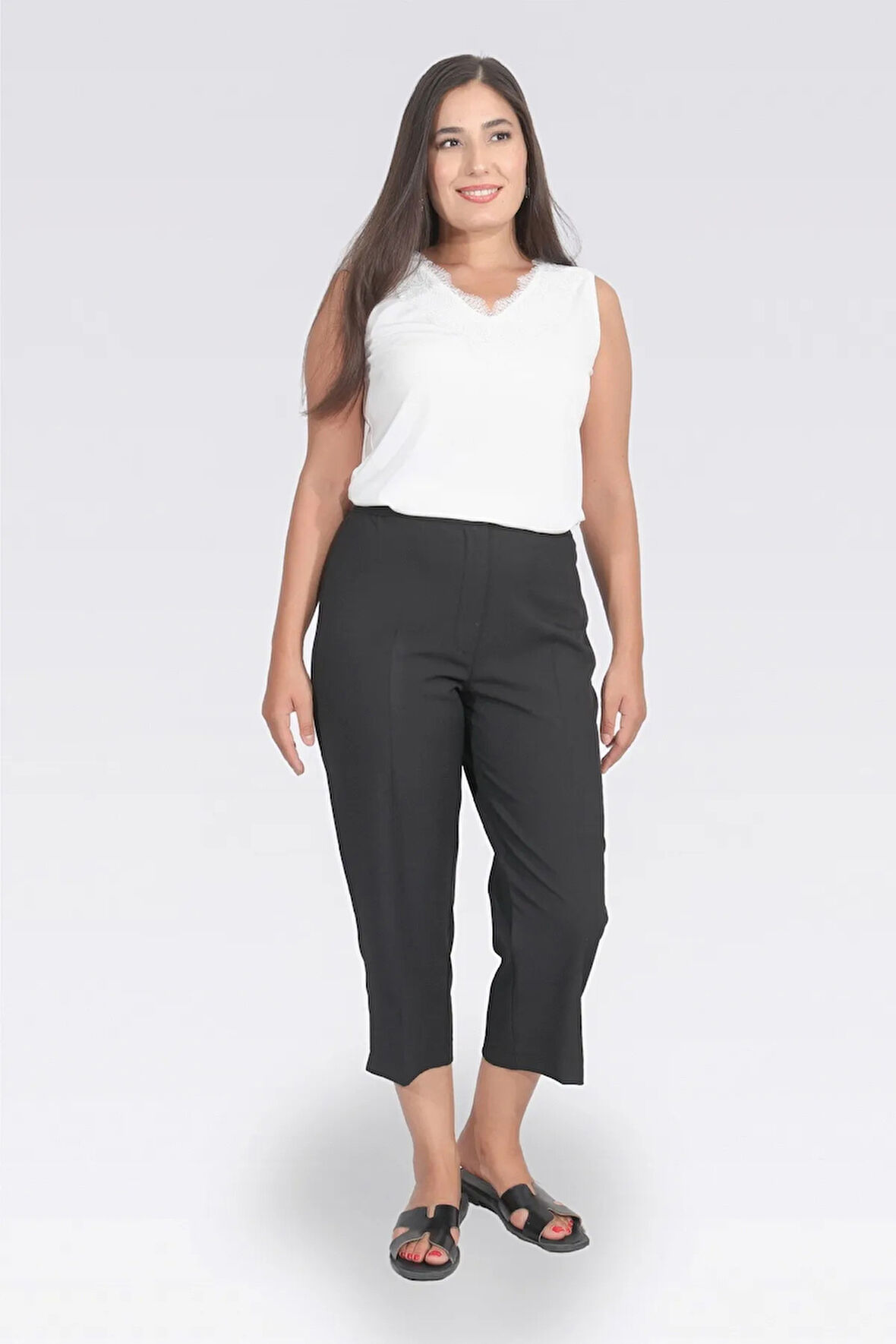 Tolga Saraçoğlu Kadın Beli Lastikli Kapri 30281 Siyah