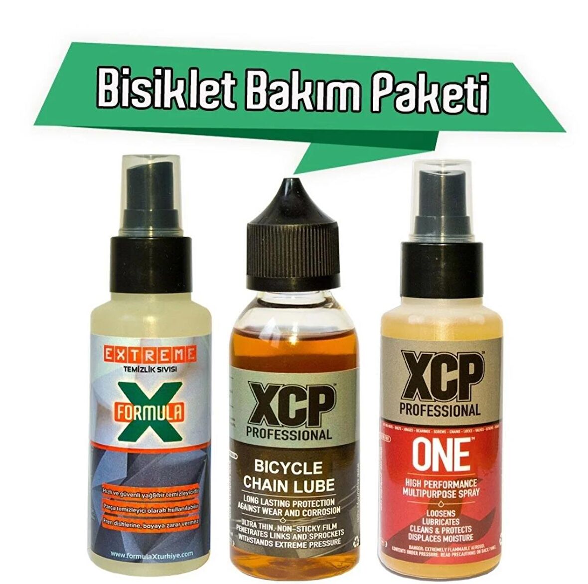 3 'Ü 1 Arada, 100ml Bisiklet Bakım Paketi 100ml (FormulaX + XCP)