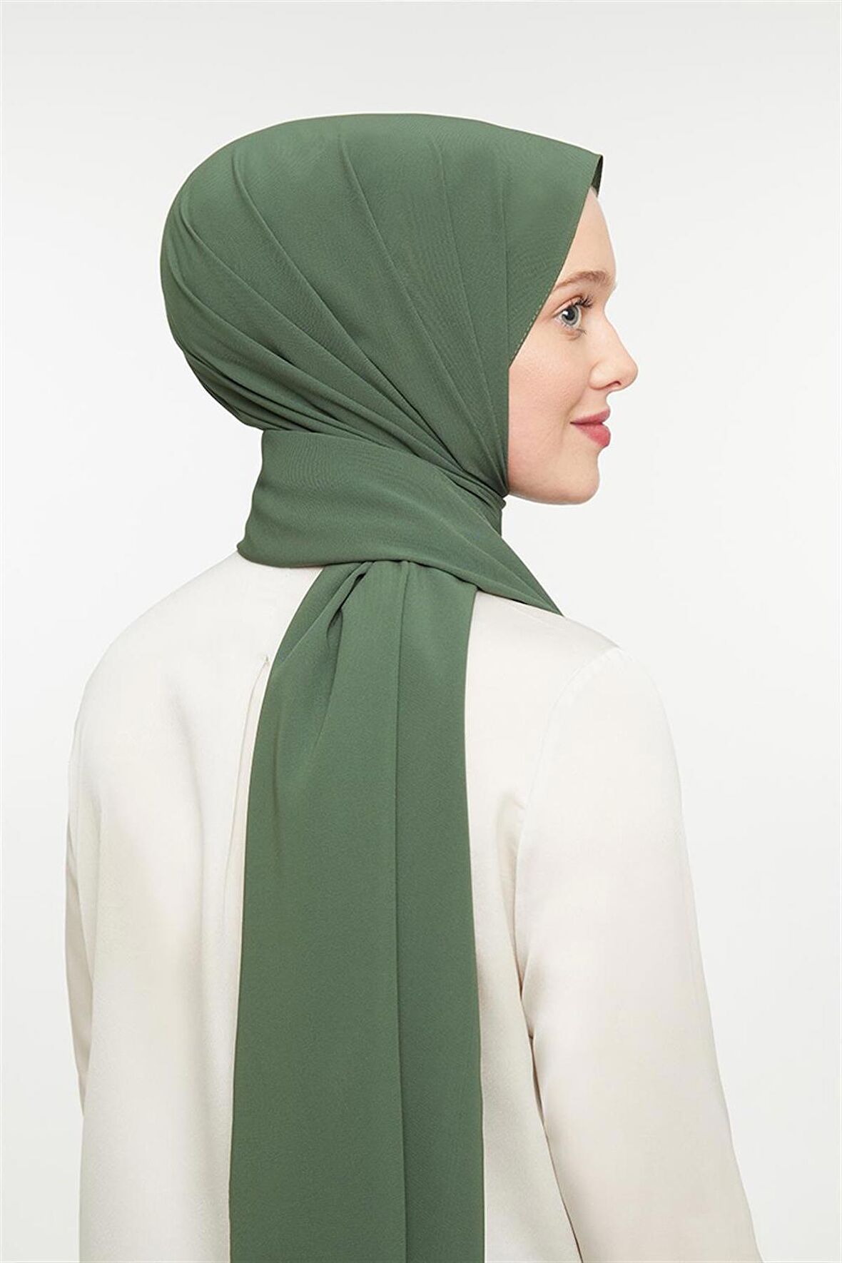 Levidor Yeşil Düz Medine İpeği Şal