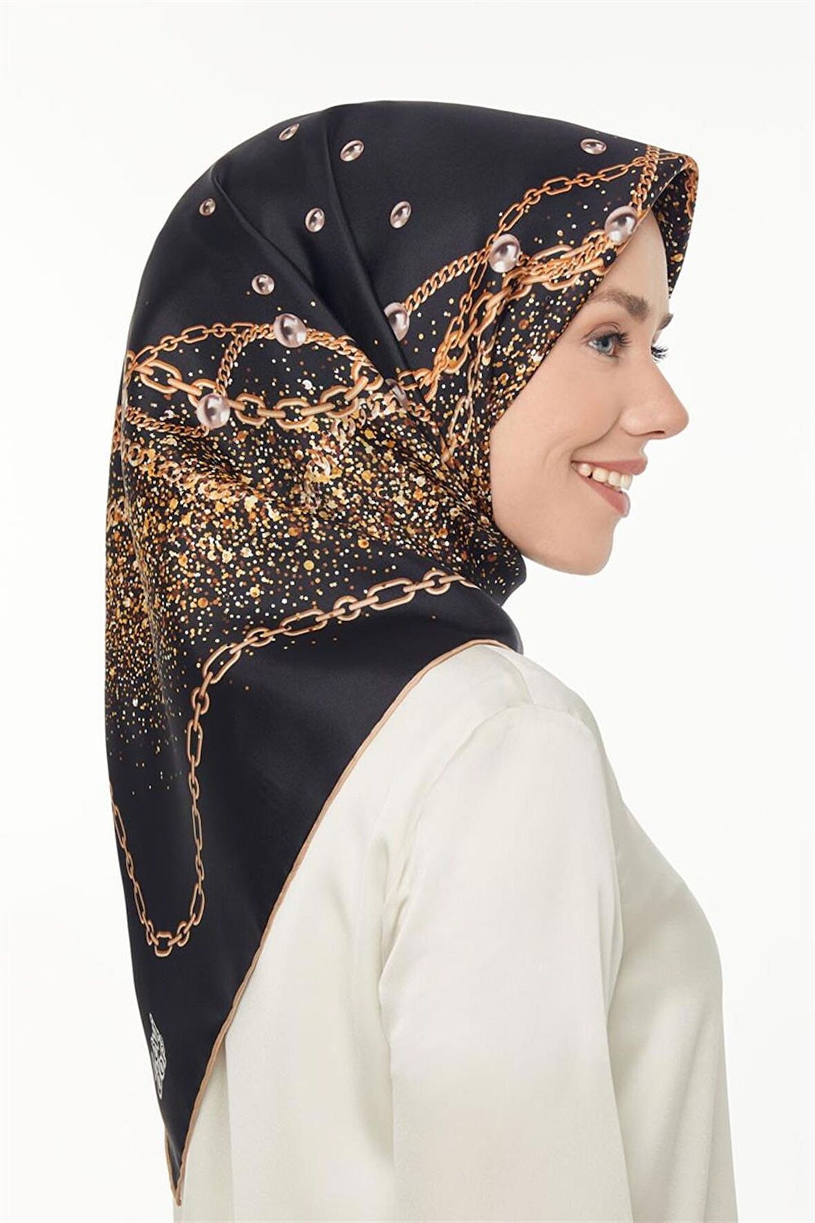 Levidor Siyah Twill Saf İpek Eşarp