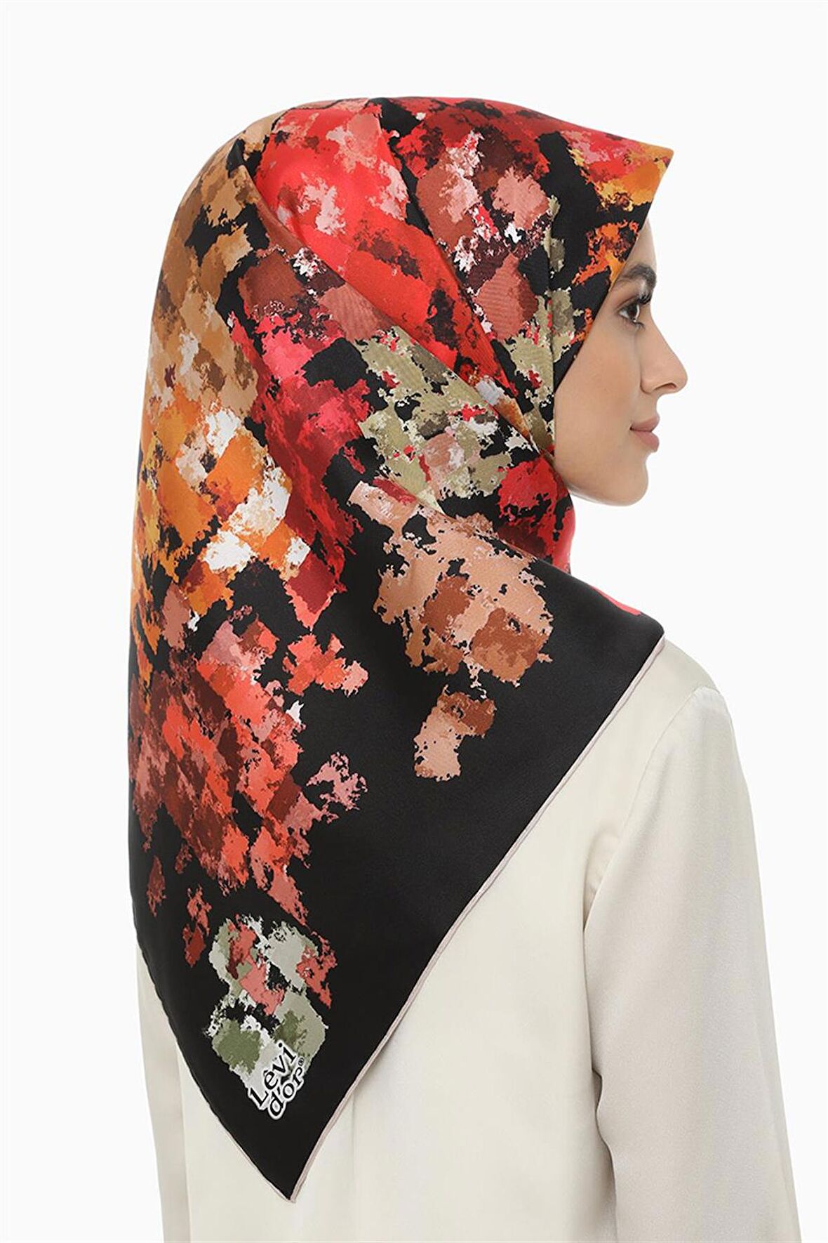 Levidor Siyah Twill Saf İpek Eşarp