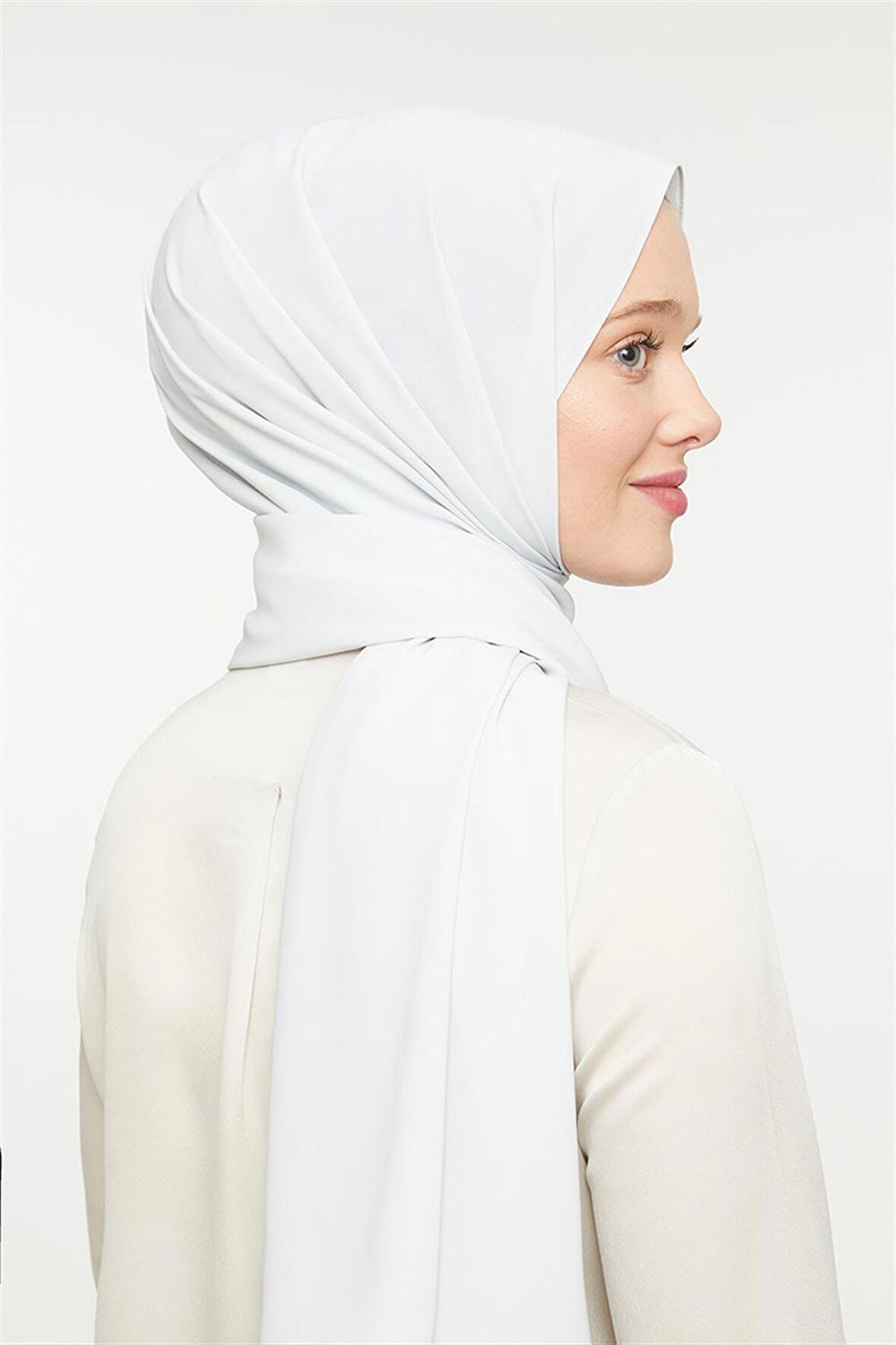 Levidor Ekru Düz Medine İpeği Şal