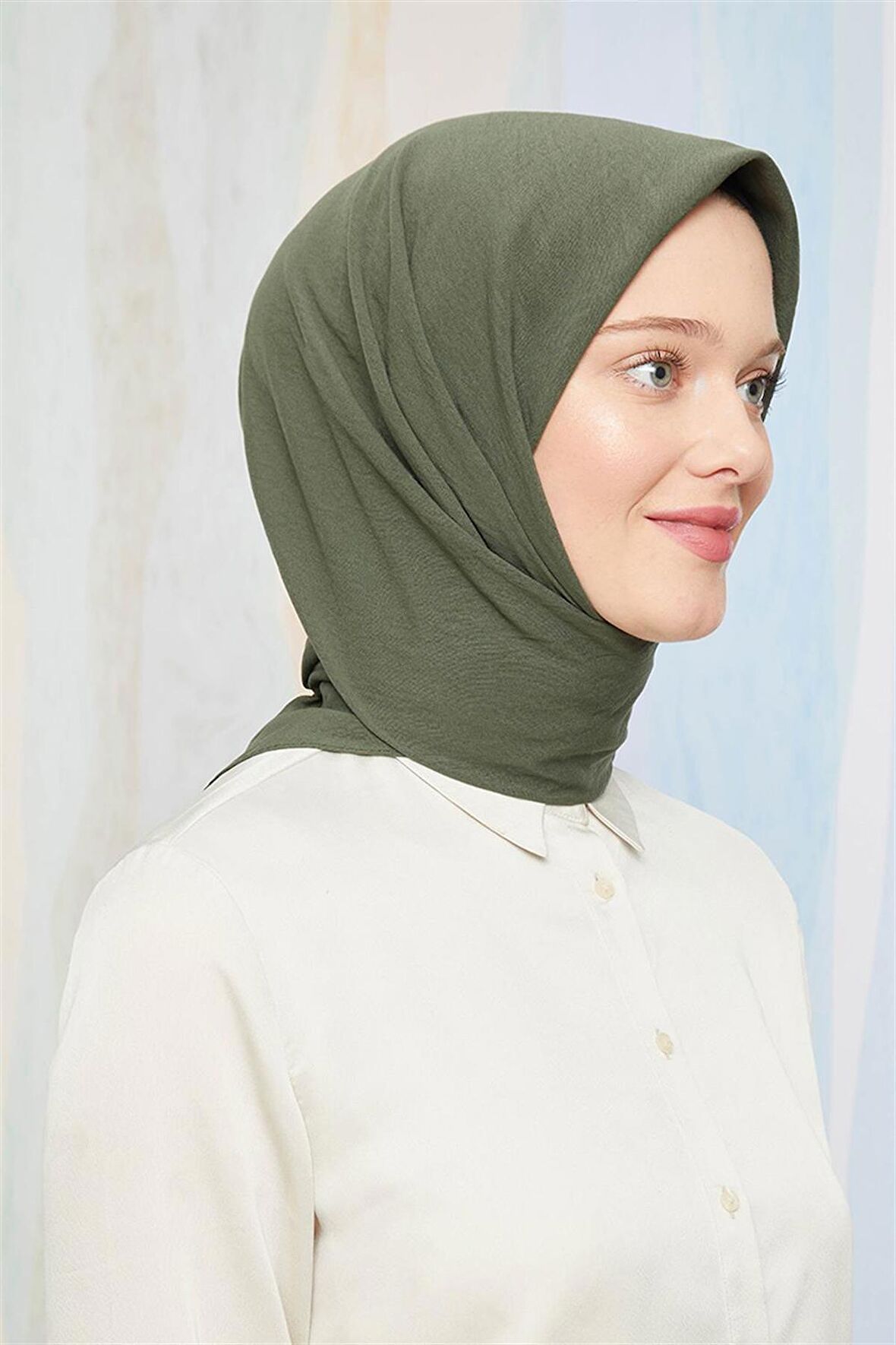 Levidor Haki Pamuk Cazz Kare Eşarp