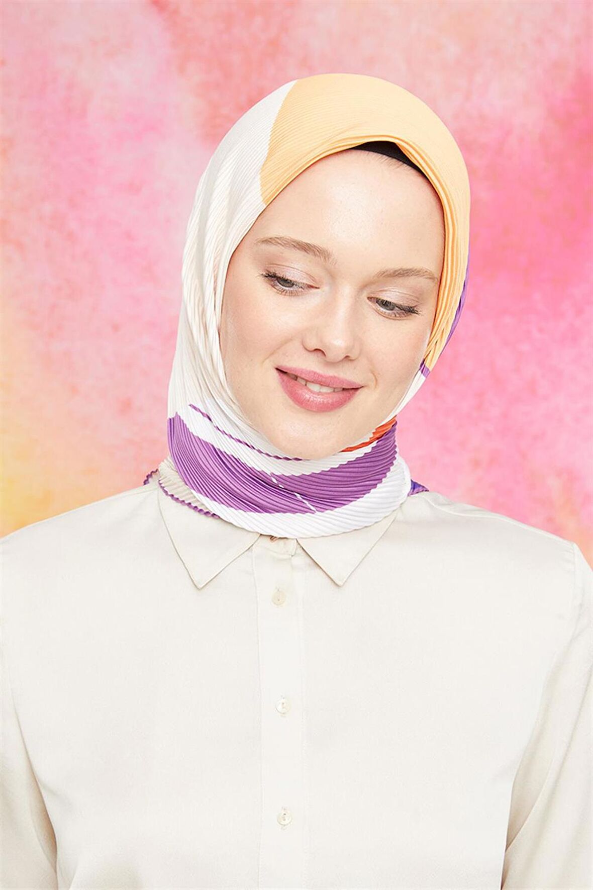 Levidor Mor Dijital Piliseli Eşarp