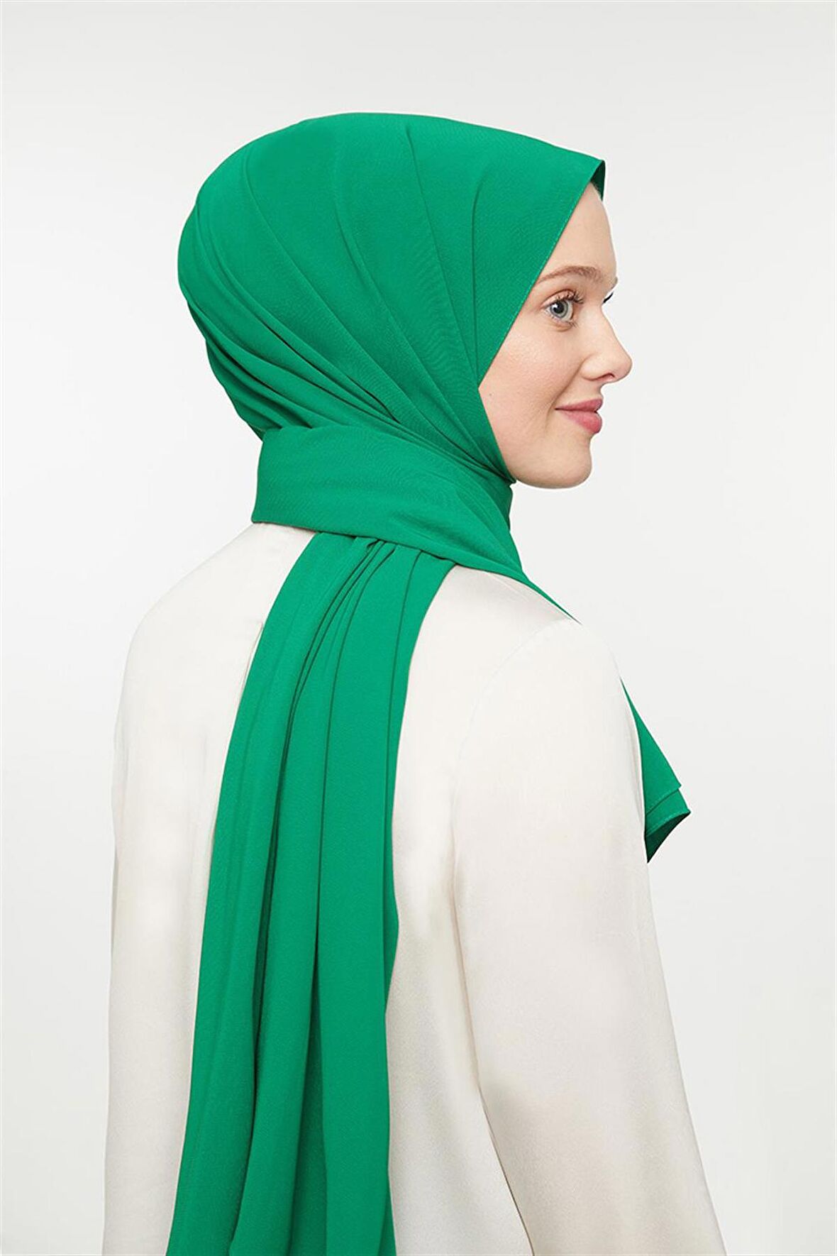 Levidor Fıstık Yeşili Düz Medine İpeği Şal