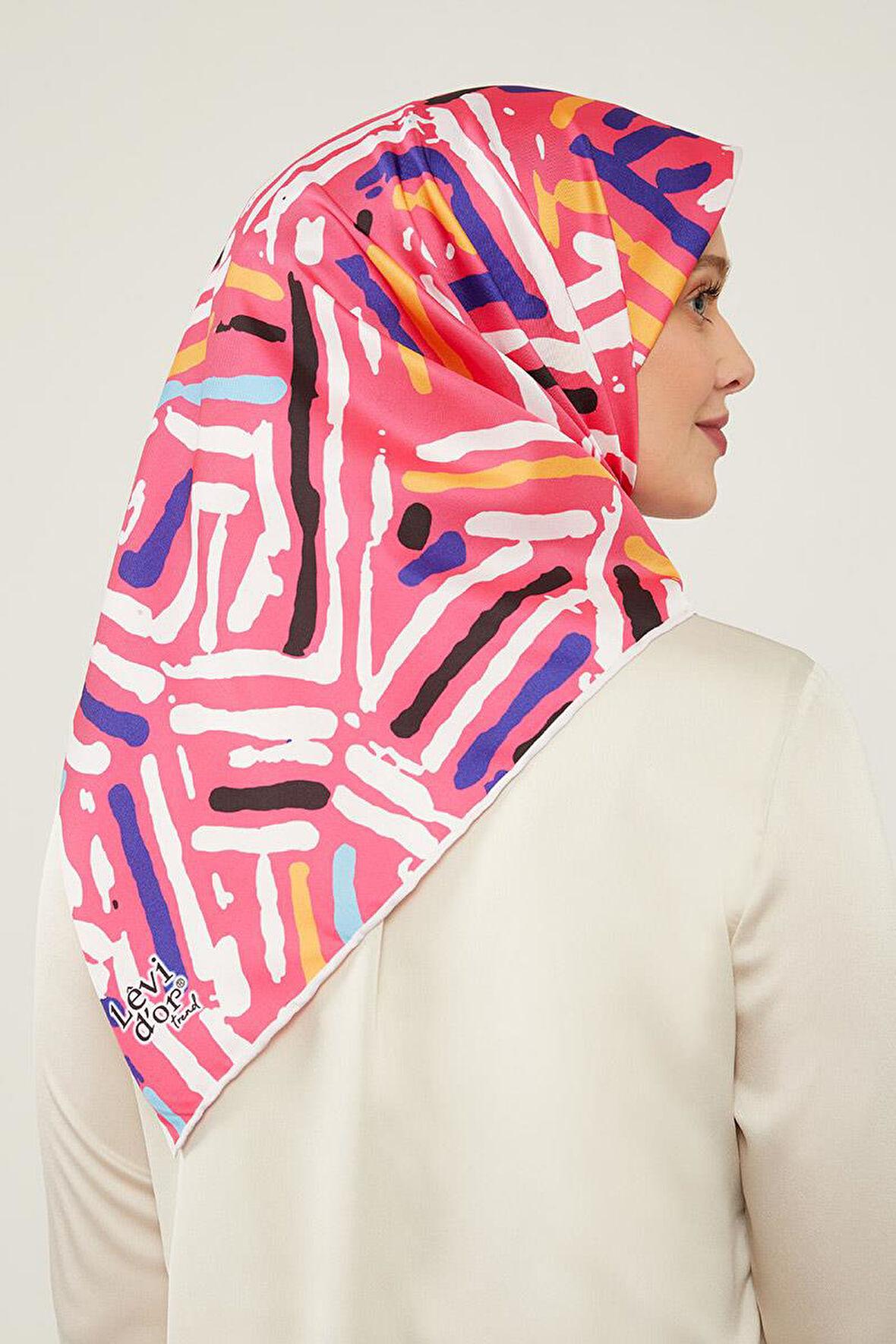 Pembe Fırça Desen Twill Eşarp
