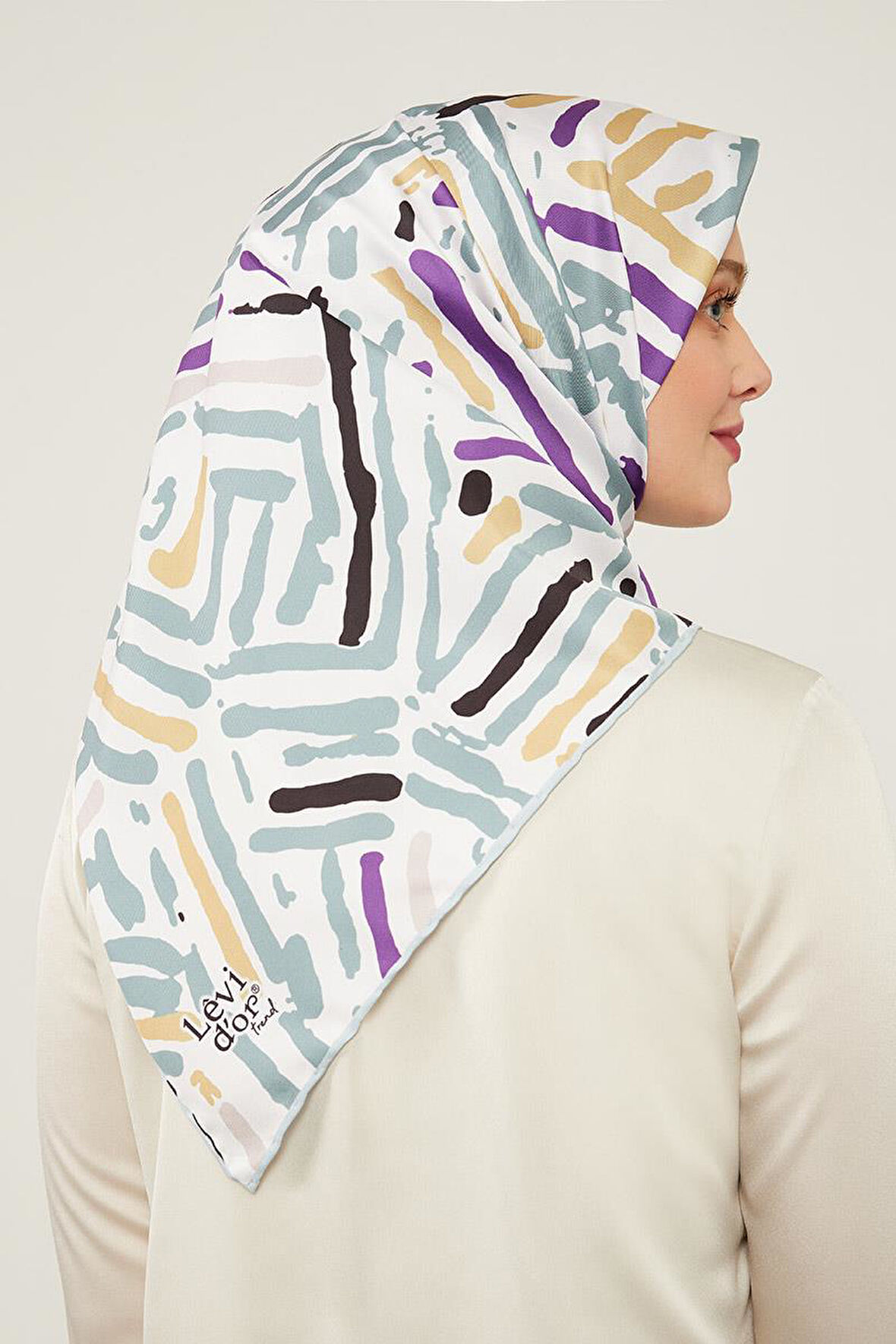 Su Yeşili Fırça Desen Twill Eşarp