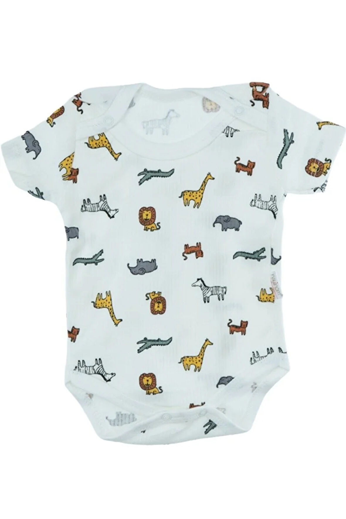 Oppland Erkek Bebek Zıbın Badi Yarım Kollu  %100 Pamuk Kumaş Baskılı Çıtçıtlı Yeni Doğan