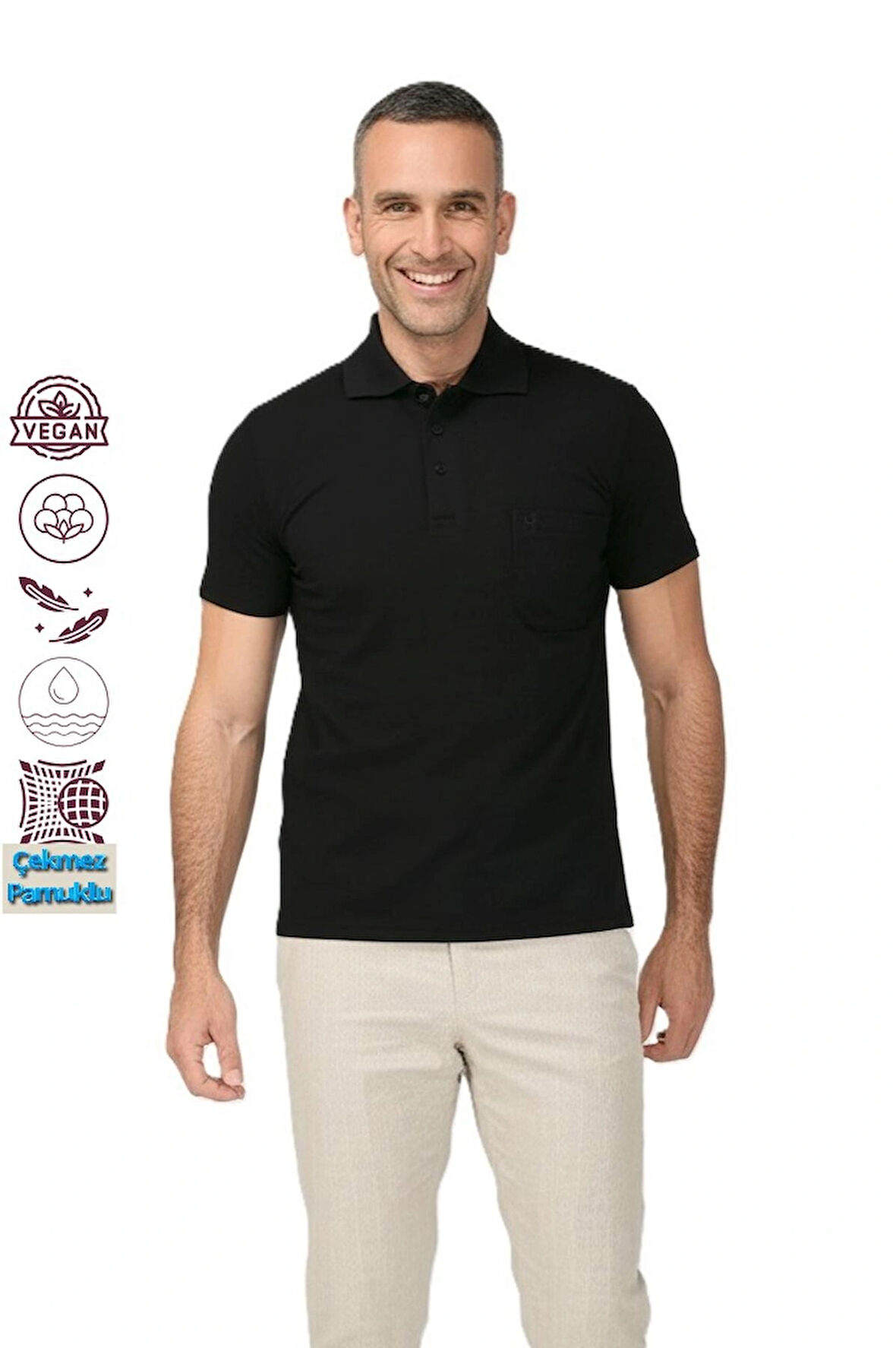 Oppland Erkek Polo Yaka Cepli Kısa Kollu Premium Pamuklu Kumaş T-Shirt Klasik Model