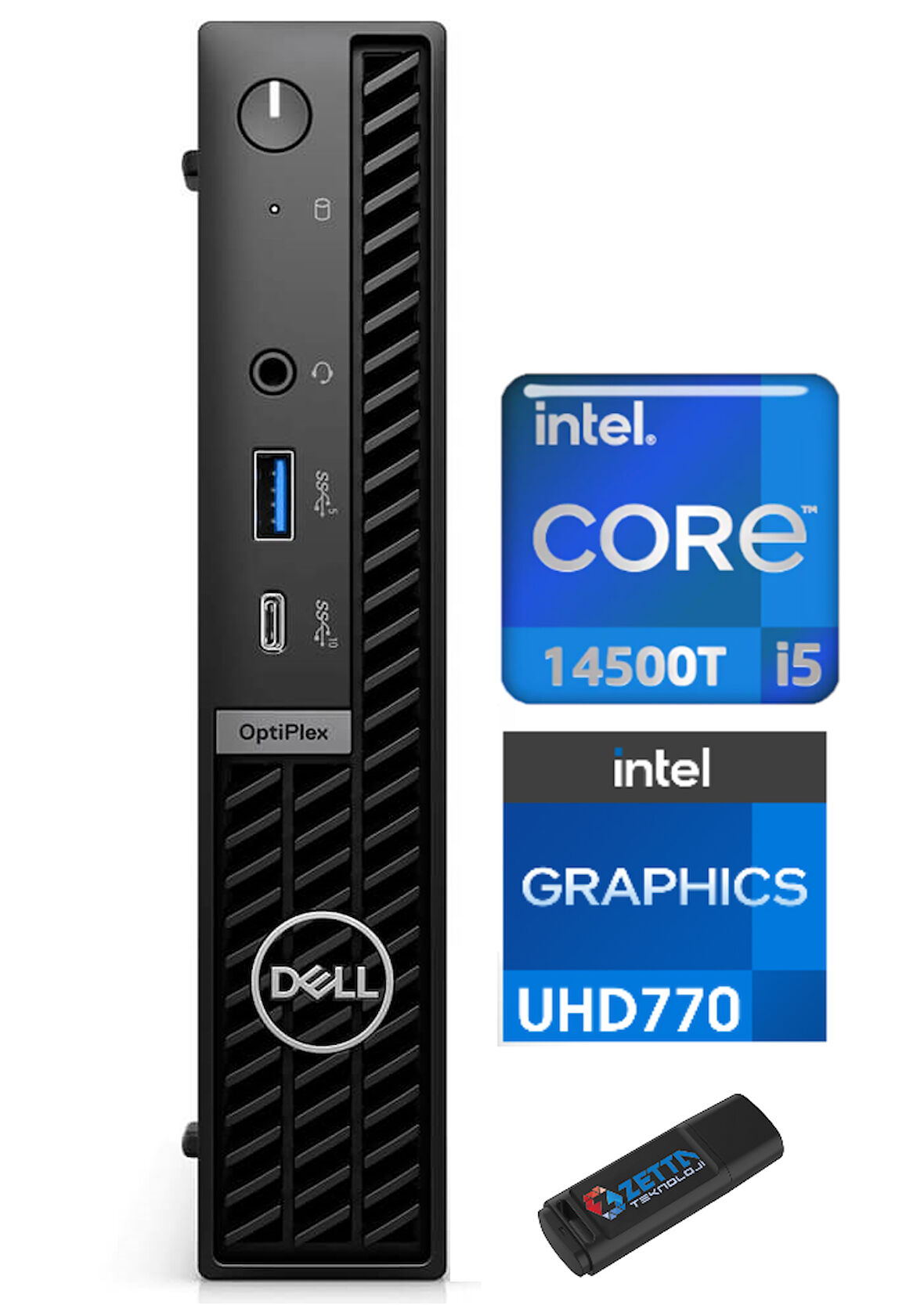 Dell Pc Optıplex 7020MFF Intel Core I5-14500T 16GB Ddr5 1tb SSD WINDOWS11PRO Mini Masaüstü Bilgisayar N007O7020MFF68+ZETTAUSBBELLEK
