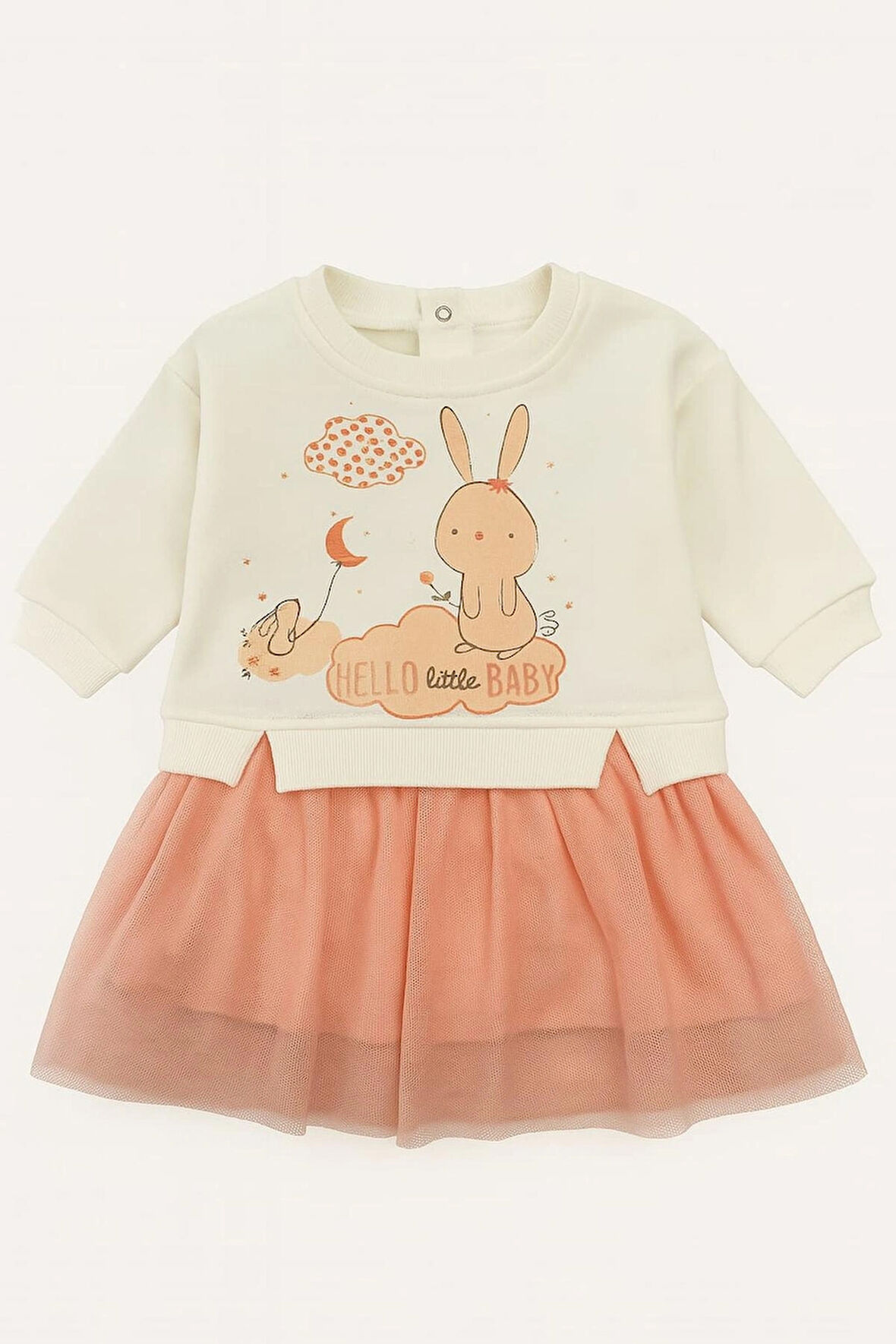 tavşan baskılı tül etekli elbise 