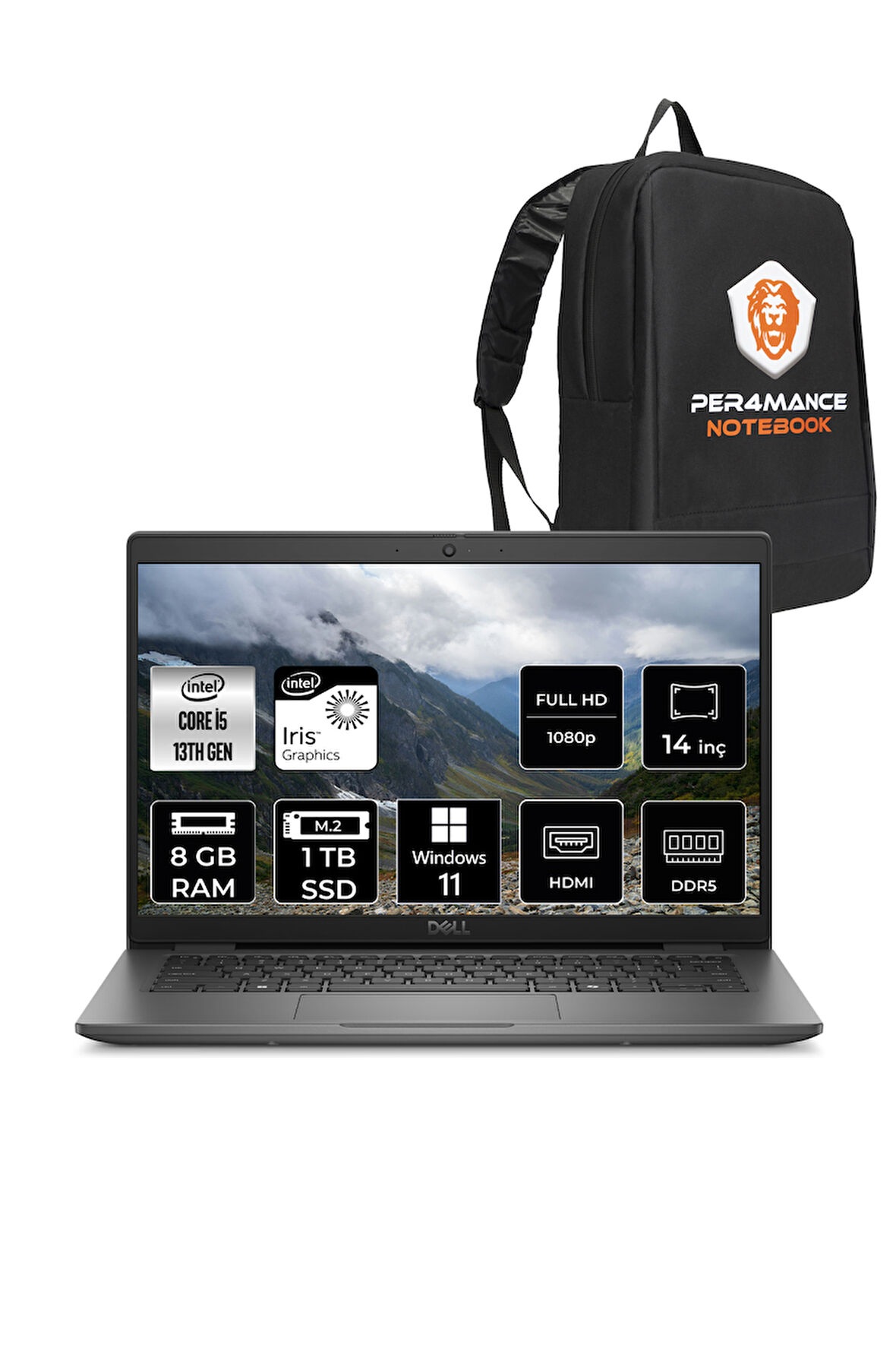 DELL Latitude 3450 i5 1335U 8GB DDR5 1TB SSD 14'' IPS W11H Taşınabilir Bilgisayar & PER4 ÇANTA