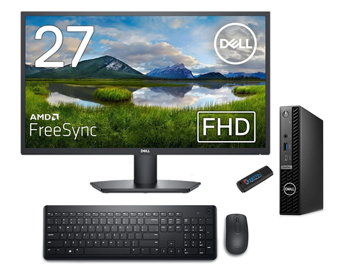 Dell Pc Optıplex 7020MFF Intel Core İ7-14700T 16GB Ddr5 4tb SSD WINDOWS11HOME 27" Fullhd Mon. Mini Masaüstü Bilgisayar CN014O7020MFF40+ZETTAUSBBELLEK