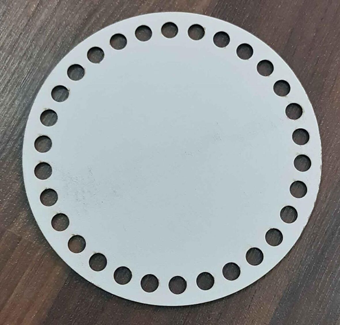 Ahşap, Beyaz 15 Cm Çapında Plaka