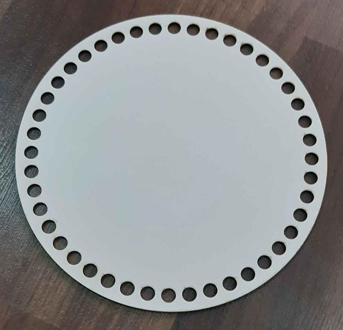 Ahşap, Beyaz 20 Cm Çapında Plaka