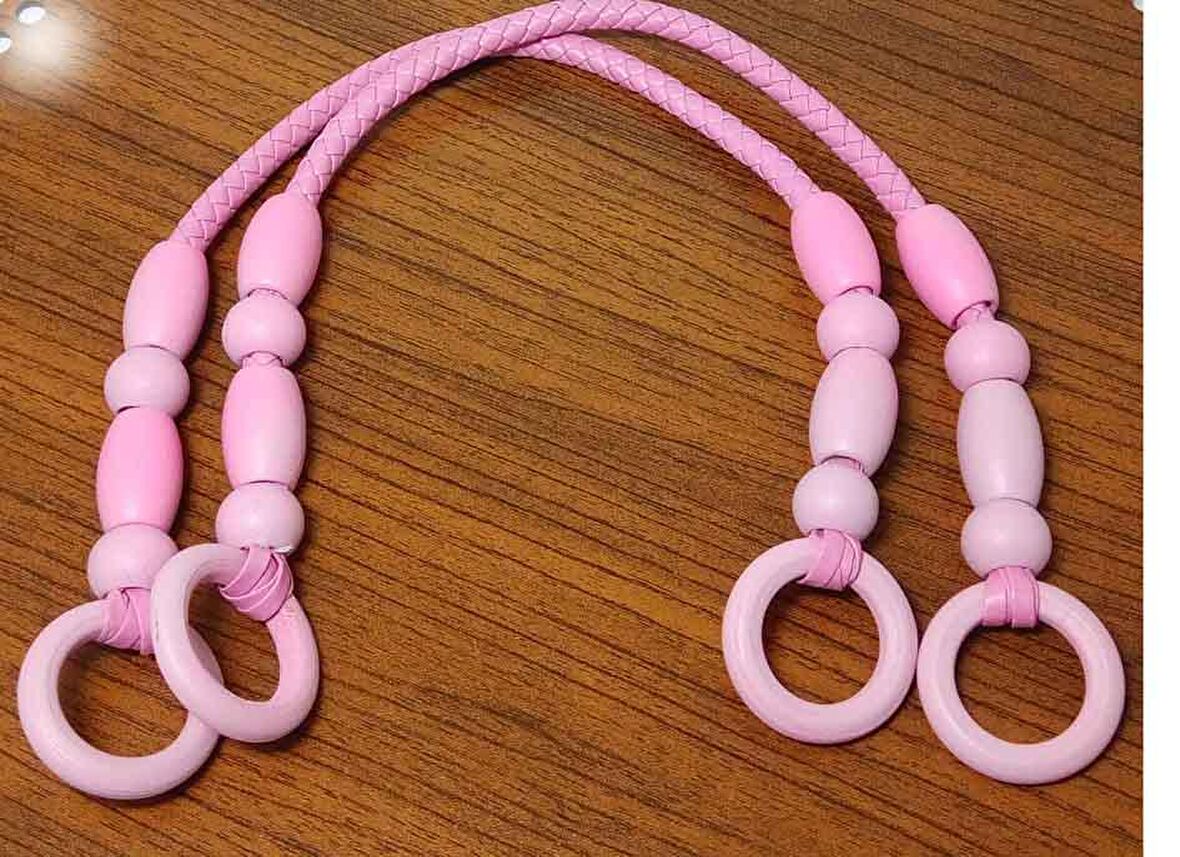 Pembe renk derili  boncuklu sap