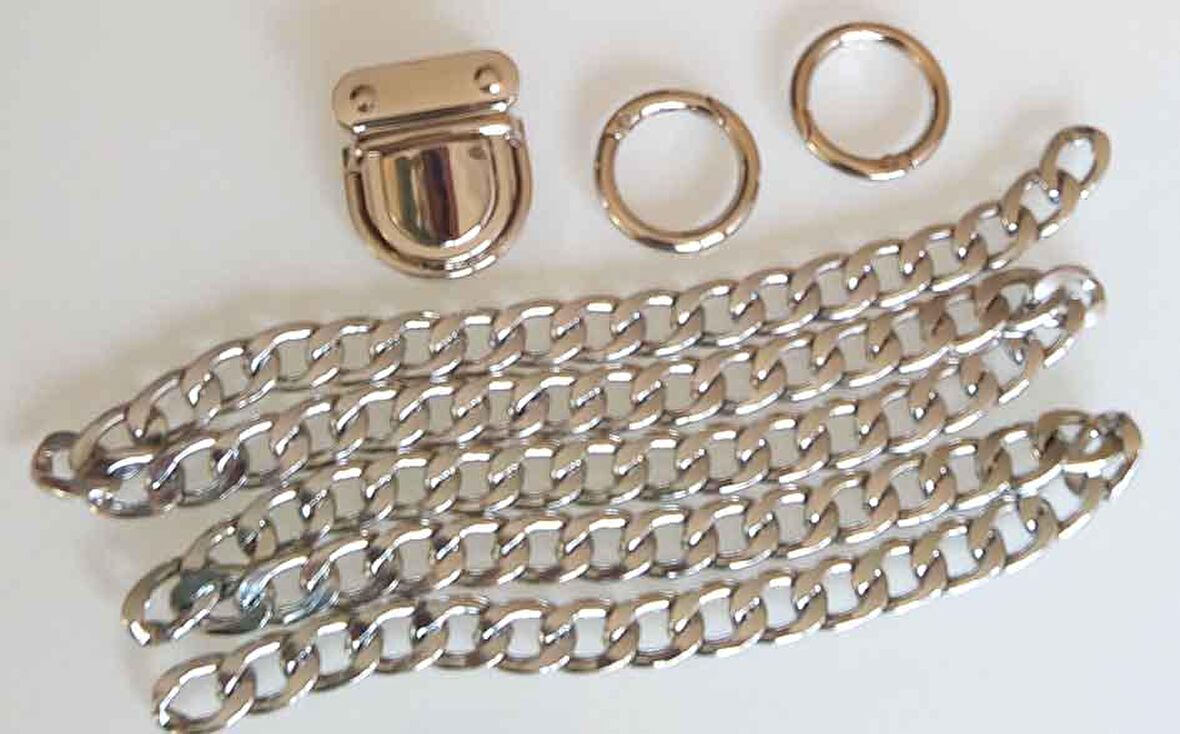 Gümüş renk zincir set