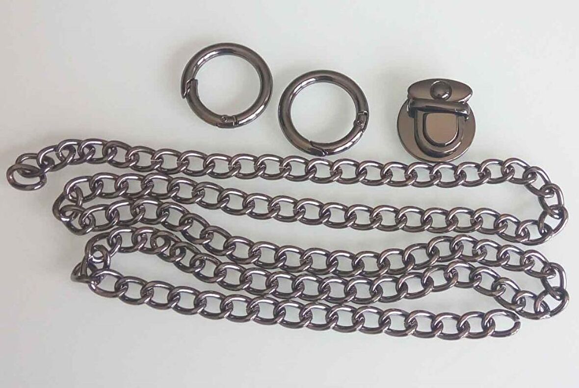 Füme  renk  çanta zincir set