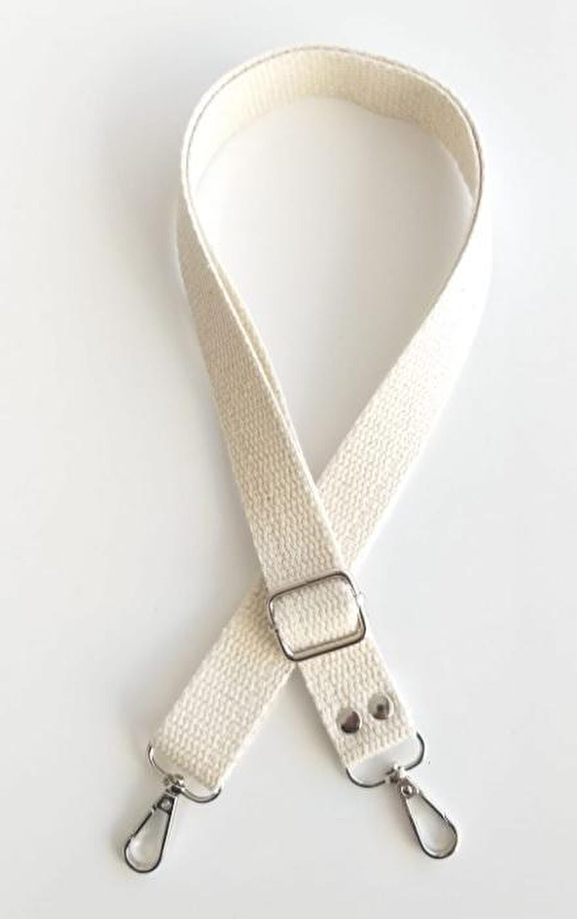 Krem Pamuklu kolon ayarlamalı çanta sapı