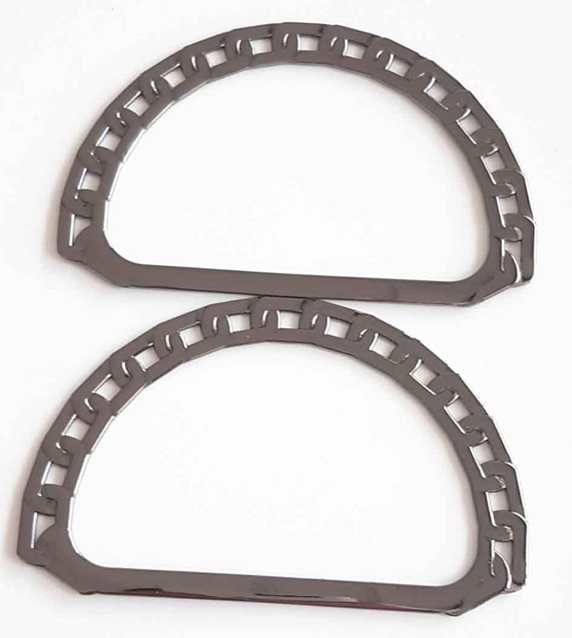 Füme renk, zincir görünümlü  metal çanta  sapı