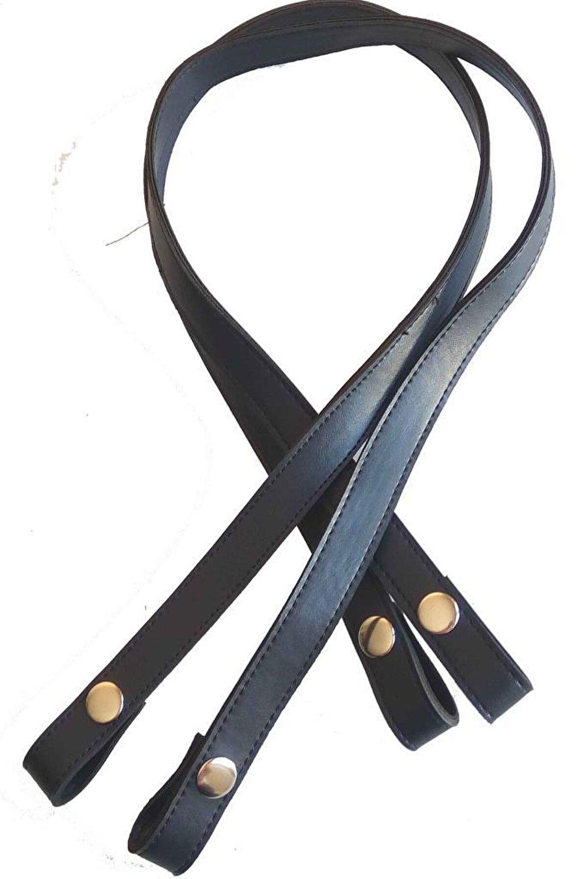 Lacivert renkli, çıtçıtlı çanta sapı