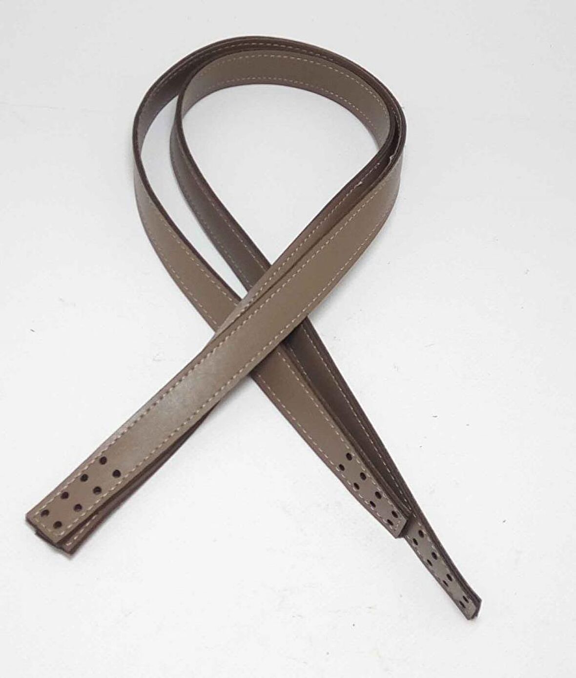 Vizon renk, 80 cm suni deri cift sap