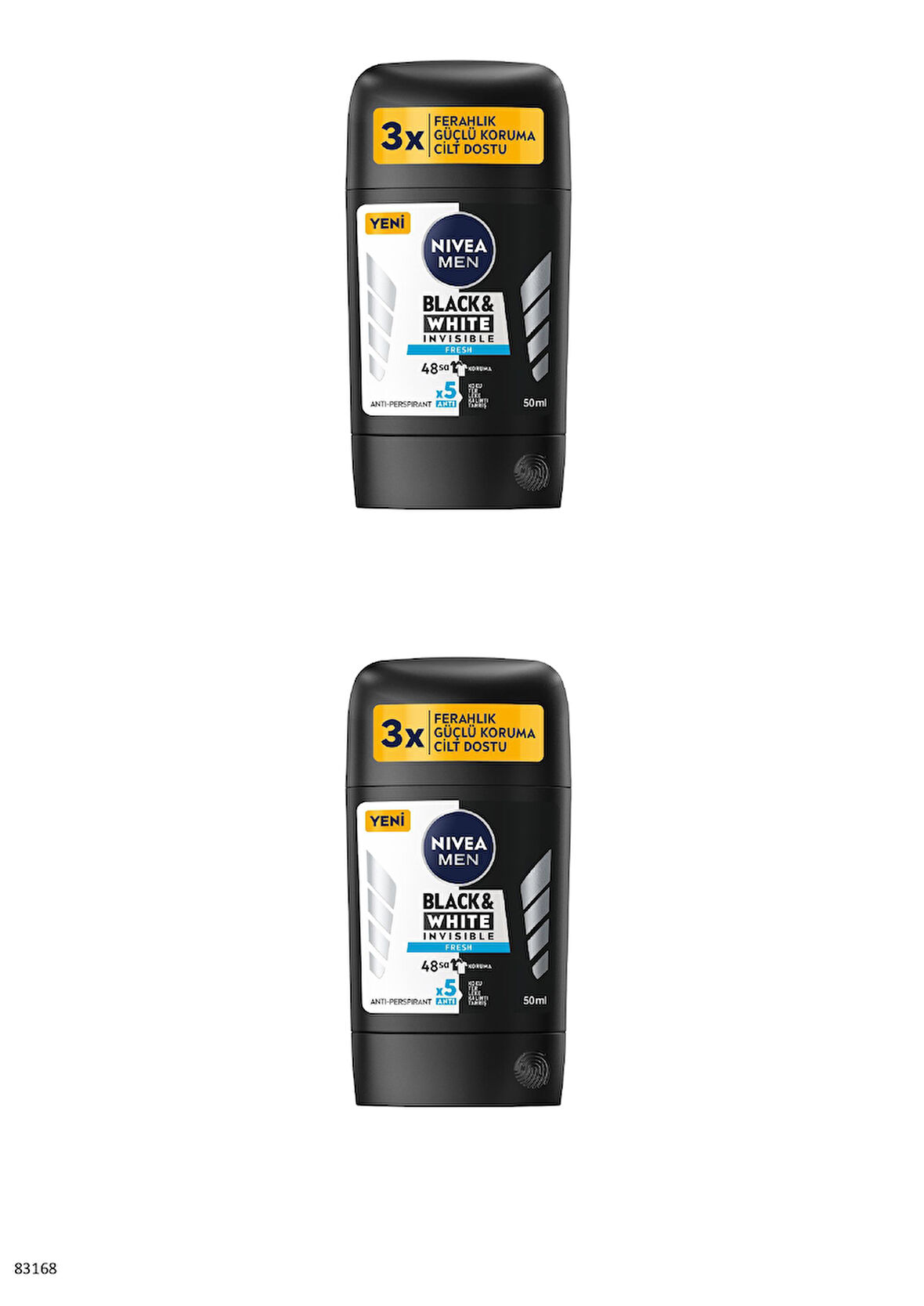 83168 NIVEA MEN BLACK & WHITE FRESH STICK 2 ADET