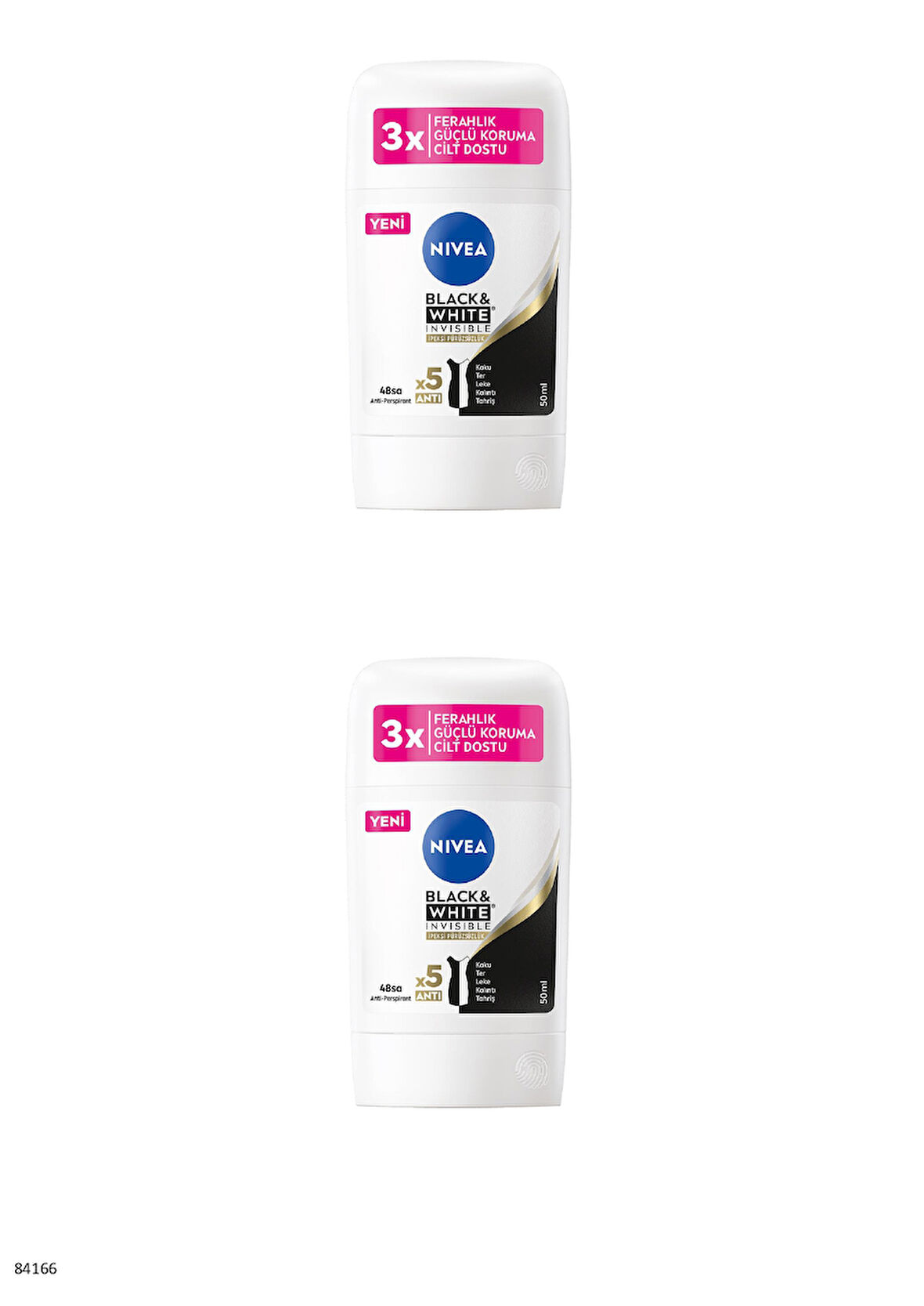 84166 NIVEA BLACK & WHITE İPEKSİ PÜRÜZSÜZLÜK STICK 2 ADET
