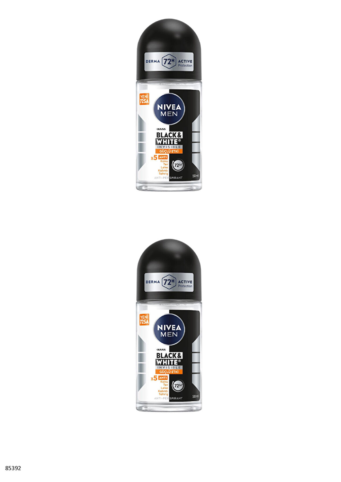 85392 NIVEA MEN BLACK & WHITE INVISIBLE GÜÇLÜ ETKİ ROLL-ON 2 ADET