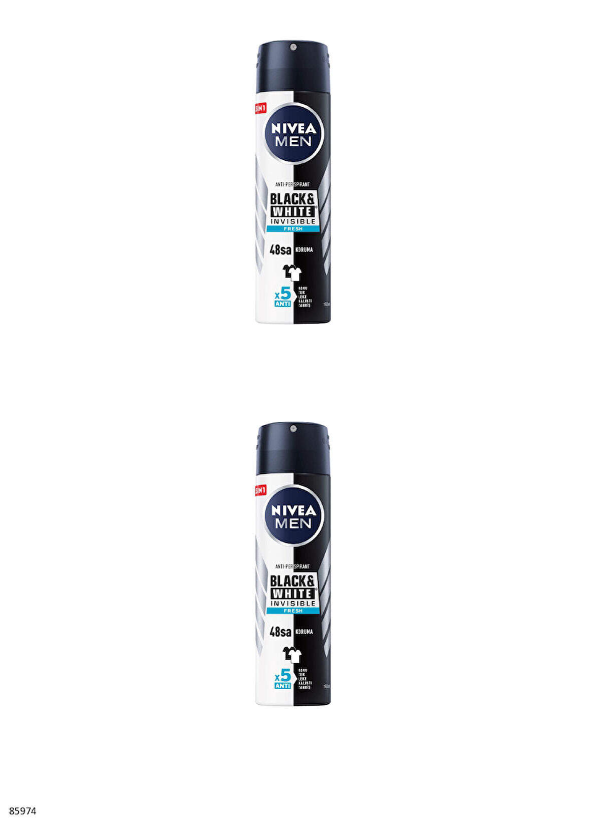 85974 NIVEA MEN BLACK & WHITE FRESH SPREY 2 ADET