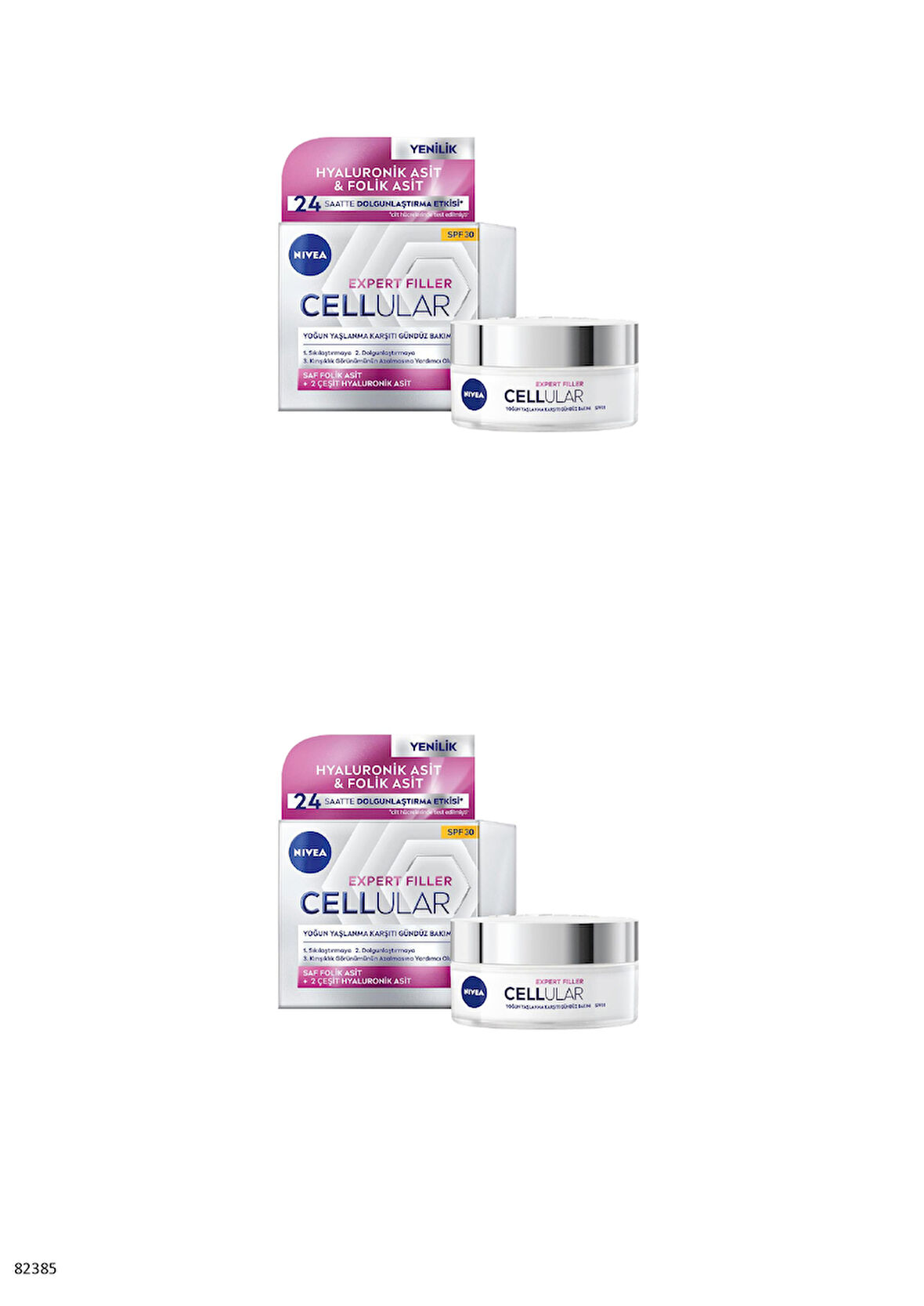 82385 NIVEA CELLULAR EXPERT FILLER YOĞUN YAŞLANMA KARŞITI GÜNDÜZ BAKIMI SPF30 2 ADET