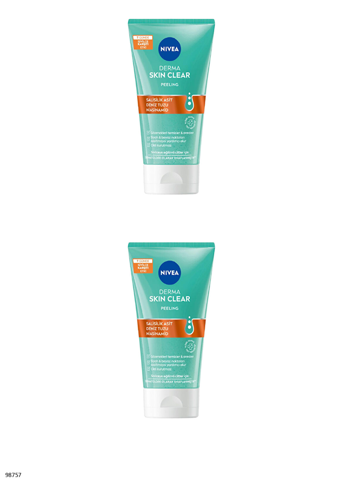 98756 NIVEA DERMA SKIN CLEAR NIGHT EXFOLIATOR GECE ARINDIRICI KREM 2 ADET