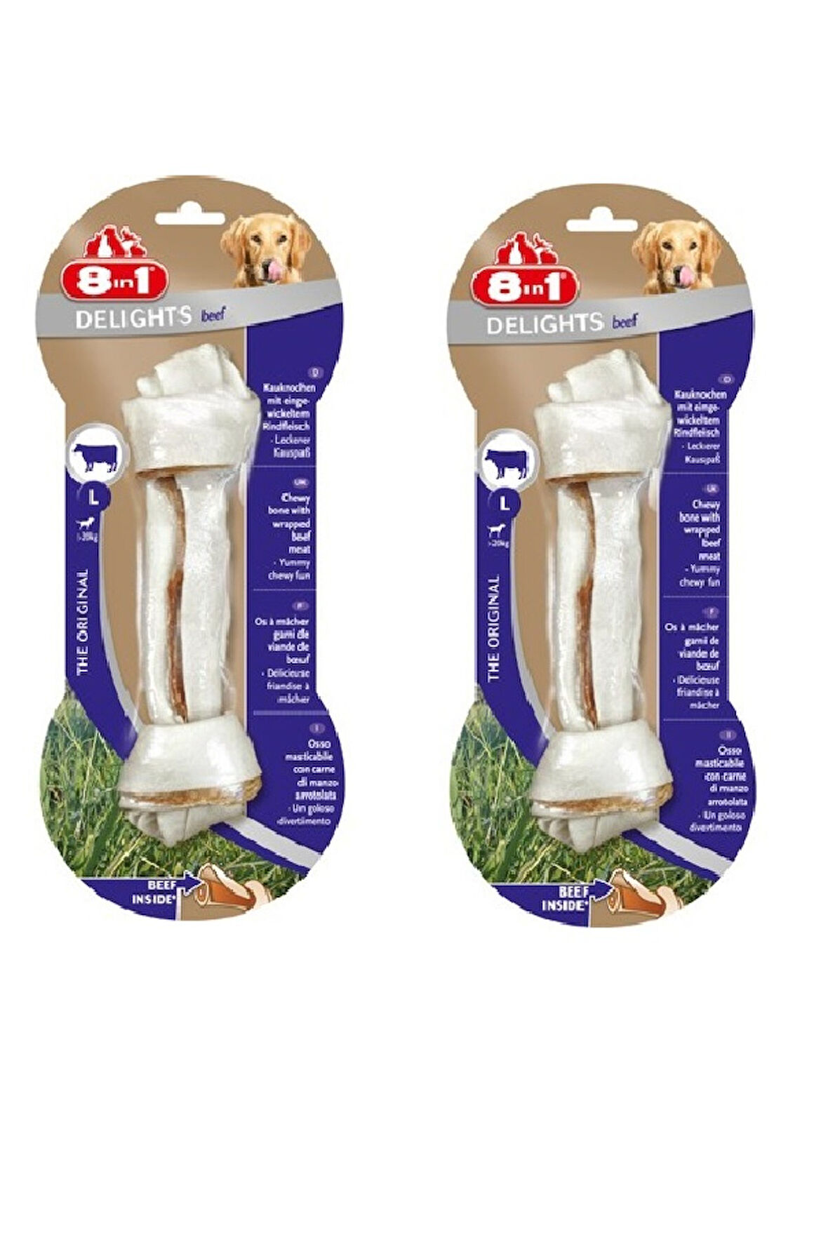 8in1 Delights Bones Large Biftekli Köpek Ödül Kemiği 85 Gr. X 2 Adet